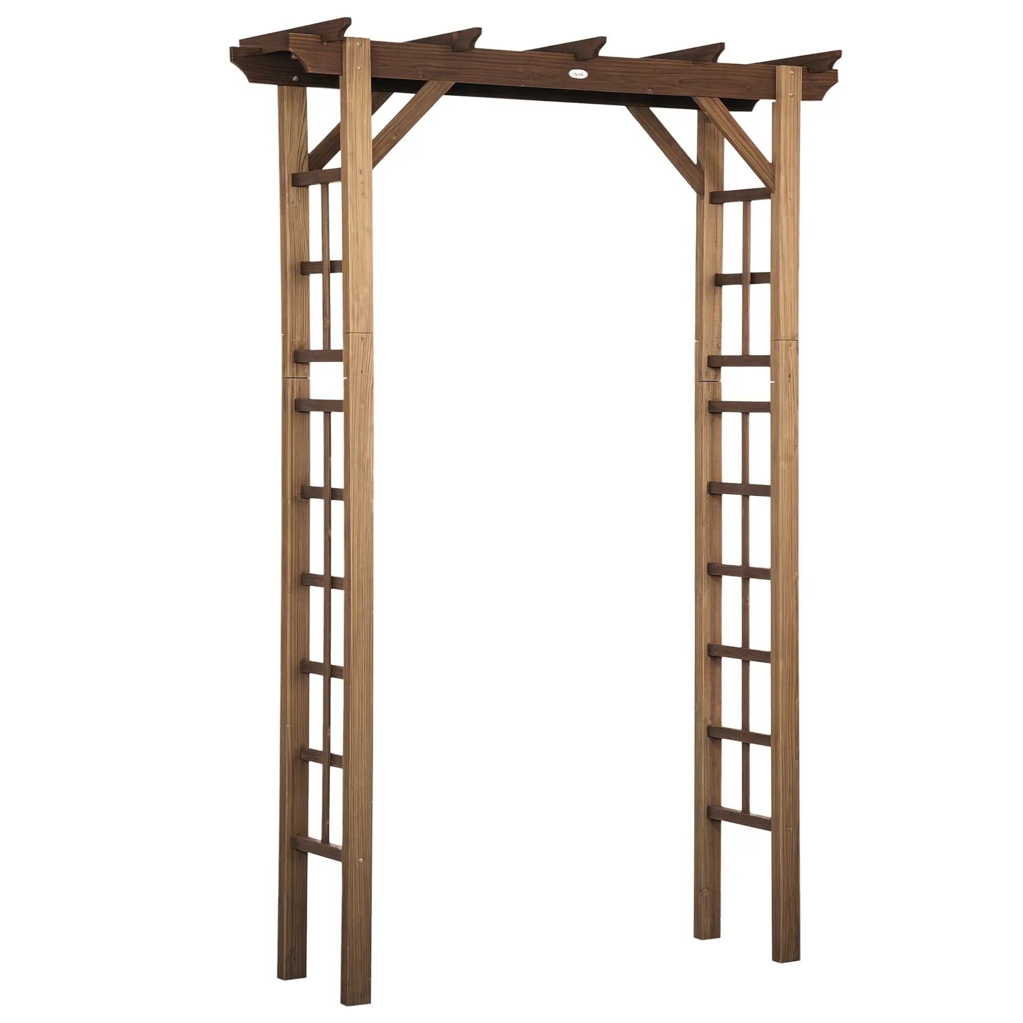 85" Wooden Garden Arbour, Arch Trellis for Climbing Vines, Carbonized