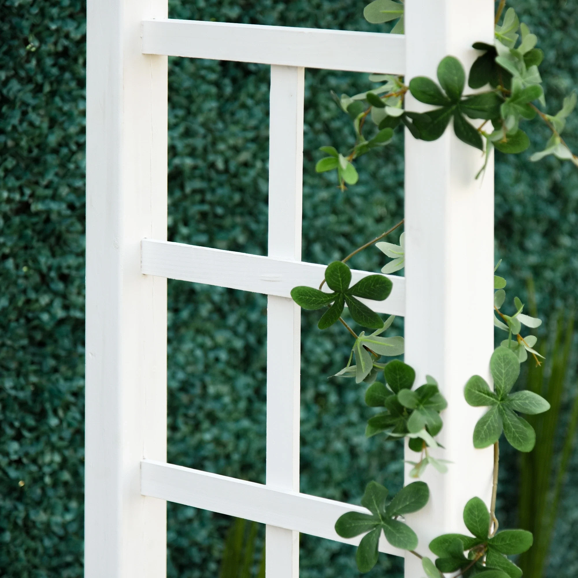 85" Wooden Garden Arbour, Outdoor Arch Trellis for Vines, White - Image 10