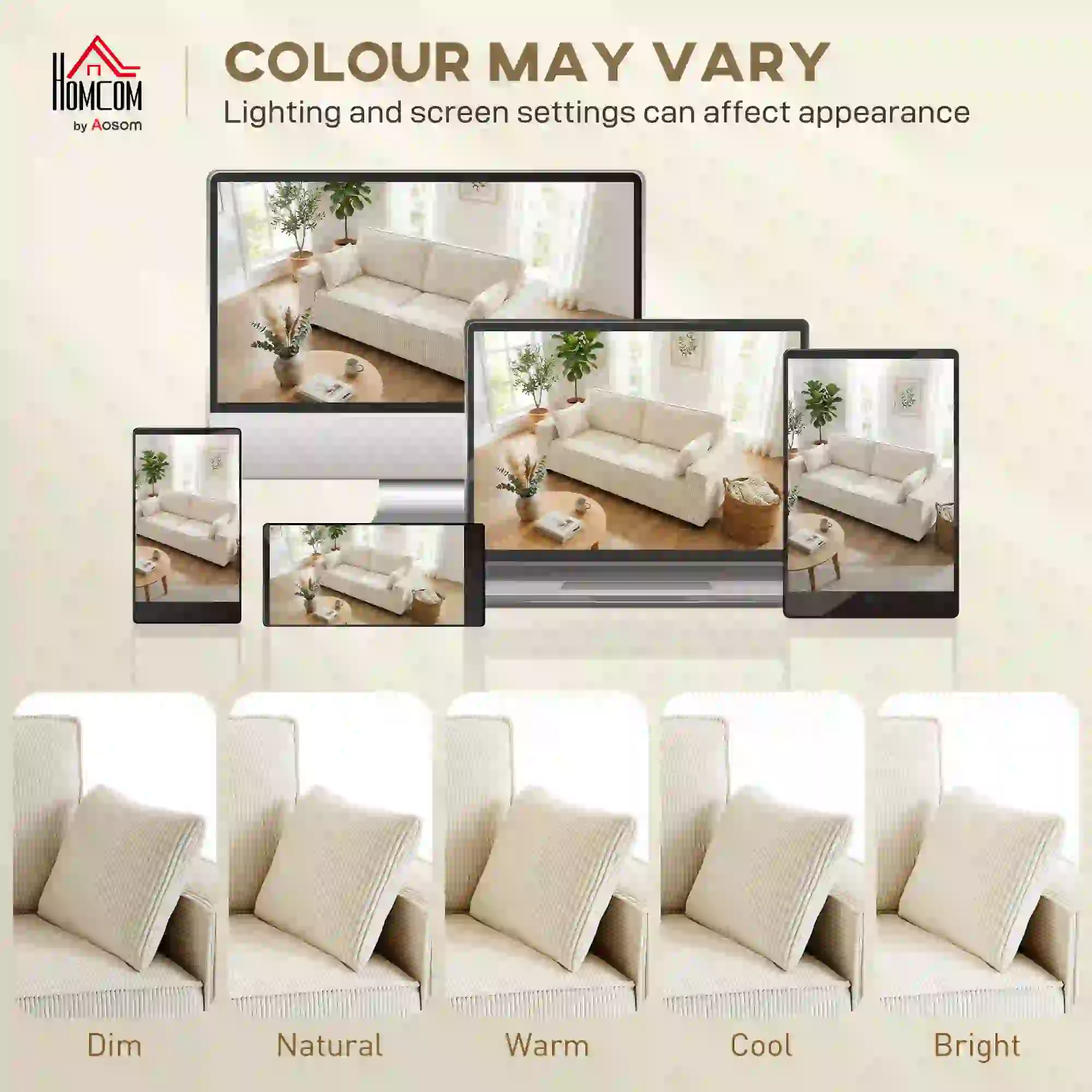 86" 3 Seater Sofa, Modern Corduroy Upholstered Couch, Beige - Image 6