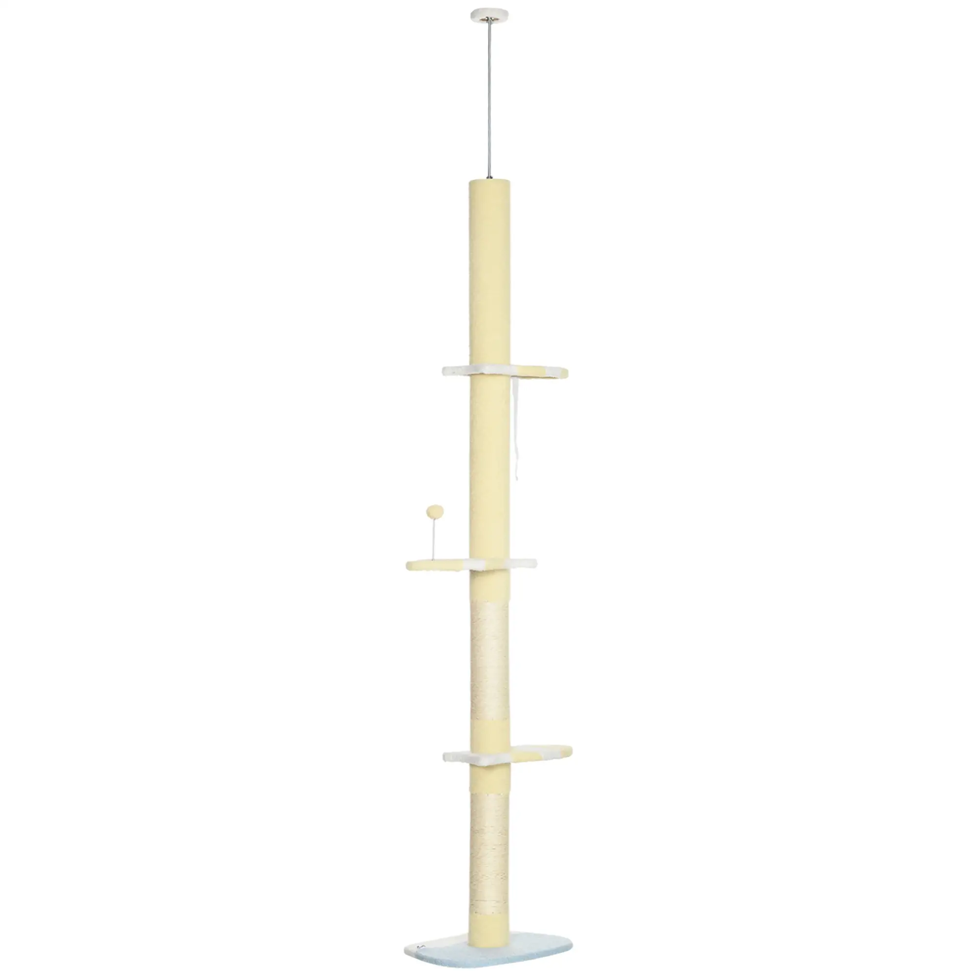 87"-102" Cat Tree, Sisal Scratching Posts, Anti-Tip Kit, Yellow