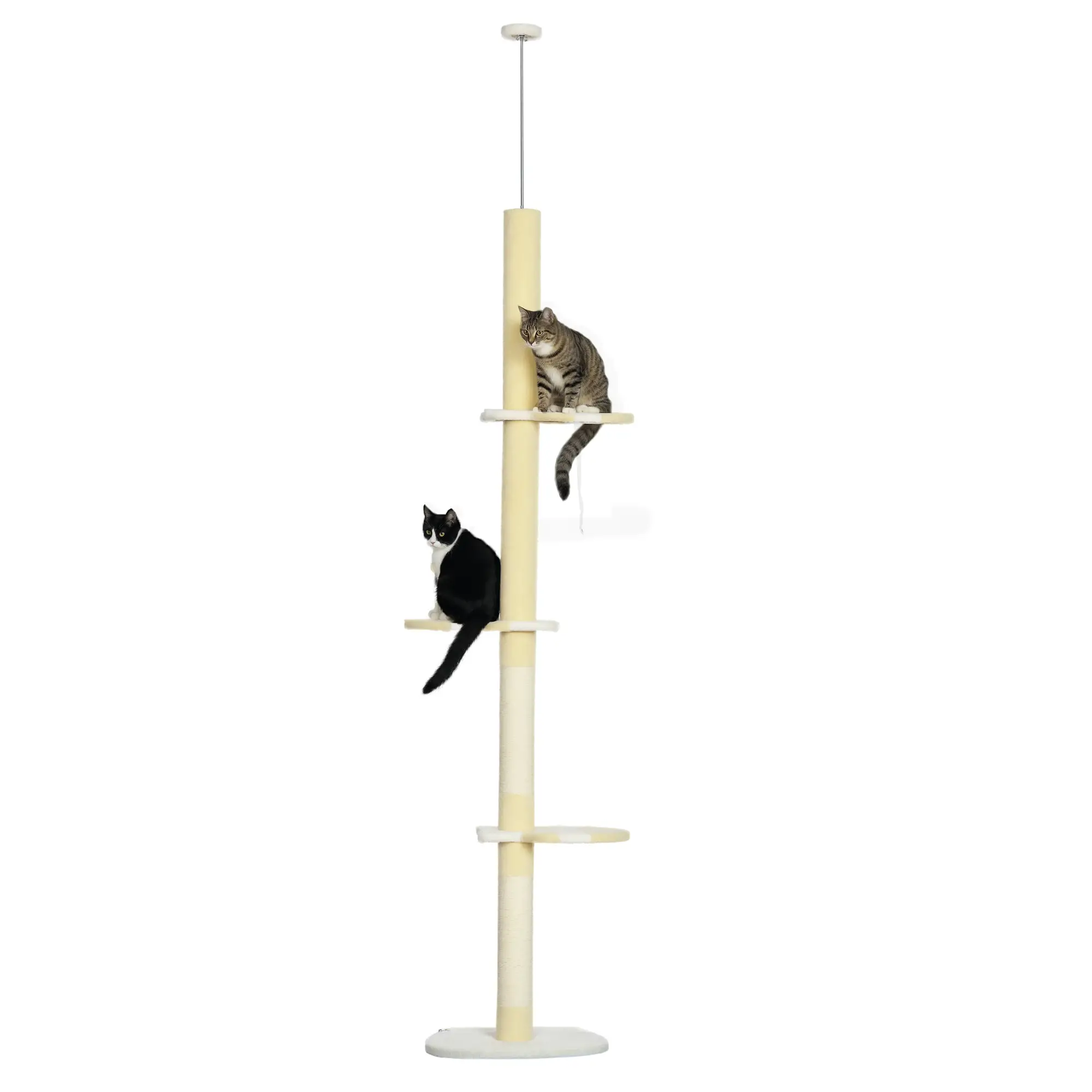 87"-102" Cat Tree, Sisal Scratching Posts, Anti-Tip Kit, Yellow - Image 11