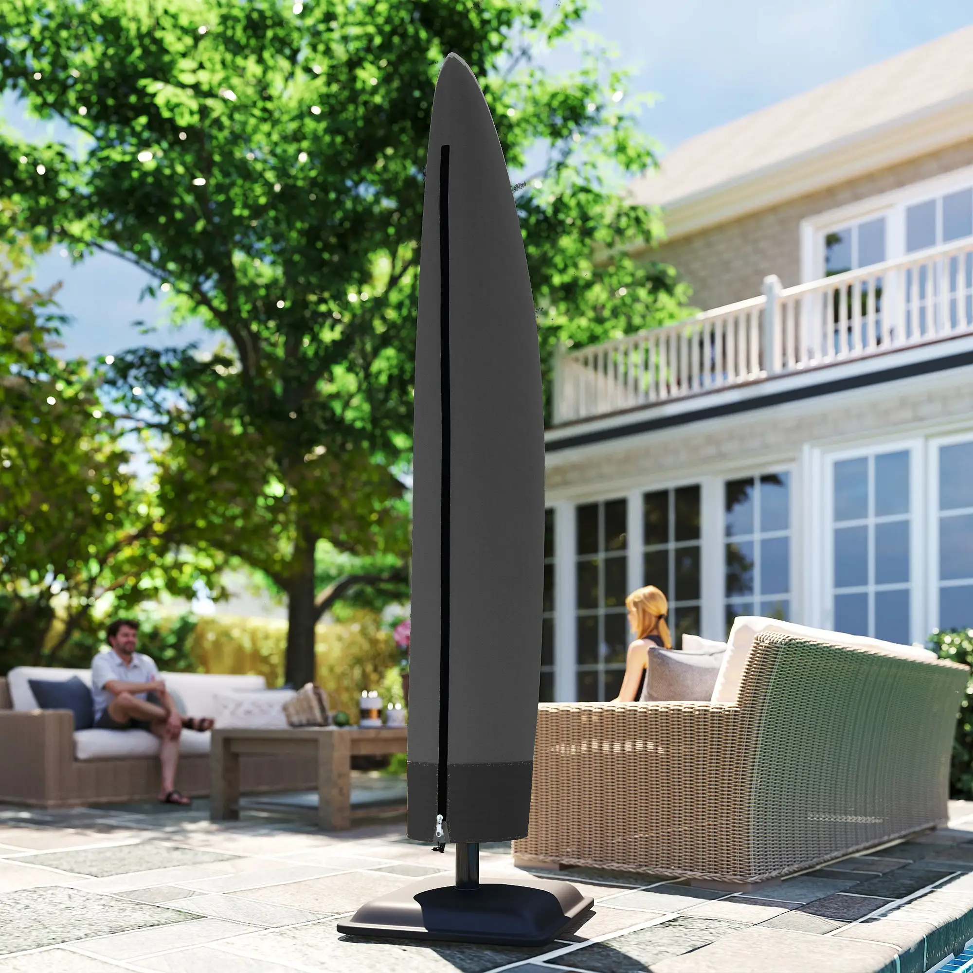 87-Inch Patio Umbrella Cover, 10ft to 13ft, Black - Image 10