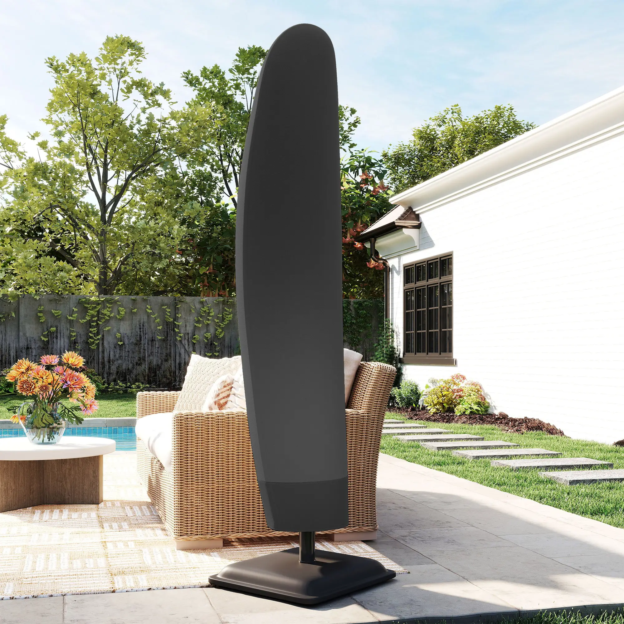87-Inch Patio Umbrella Cover, 10ft to 13ft, Black - Image 2