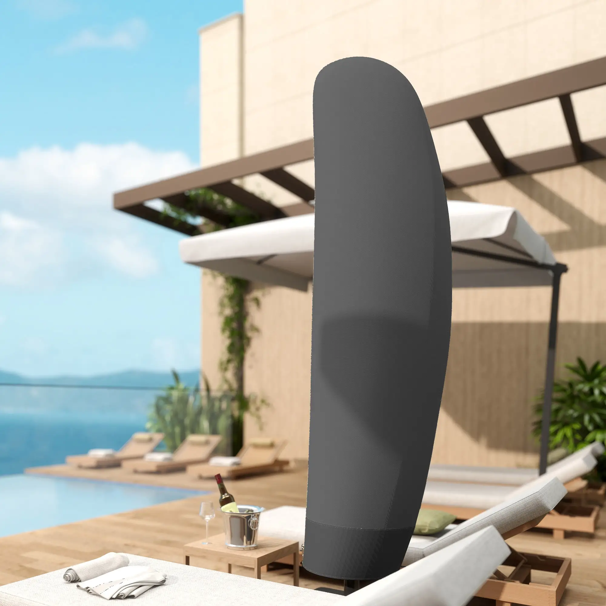 87-Inch Patio Umbrella Cover, 10ft to 13ft, Black - Image 7
