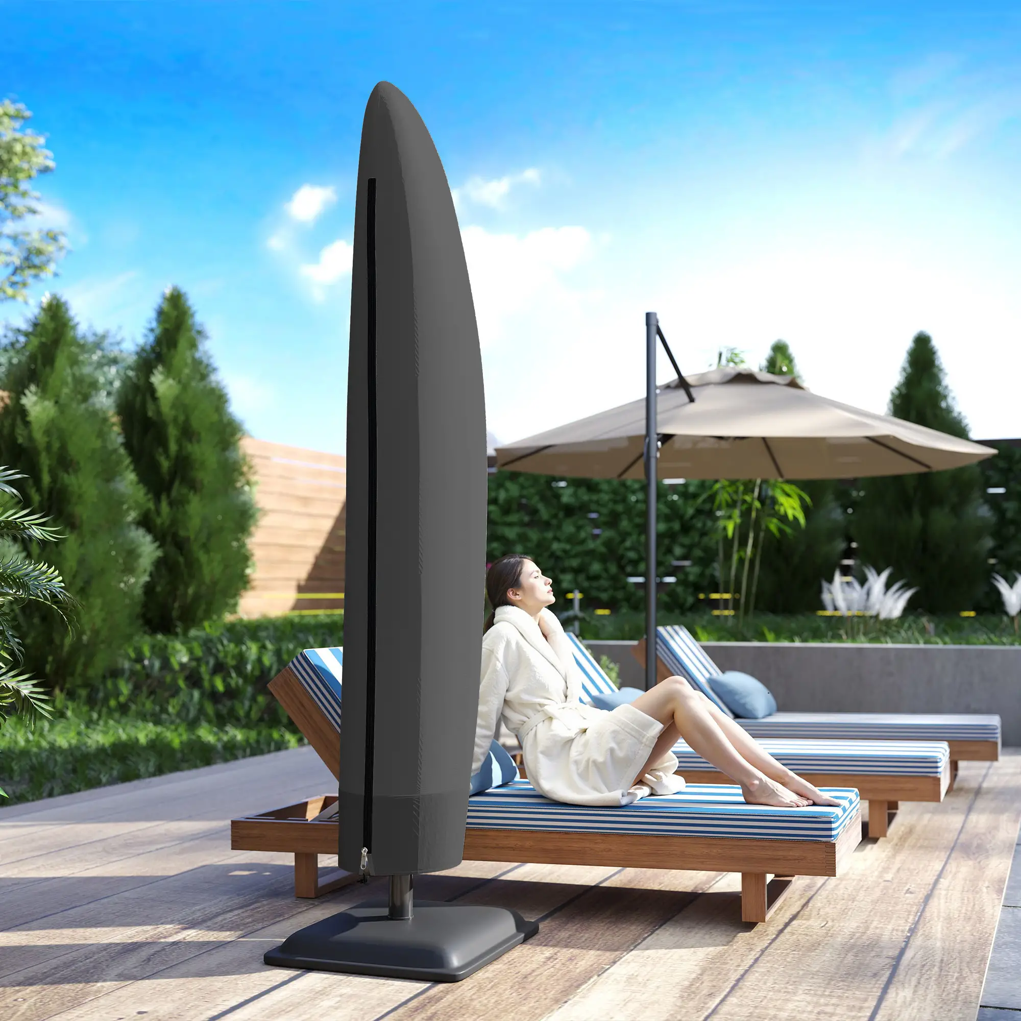 87-Inch Patio Umbrella Cover, 10ft to 13ft, Black - Image 8