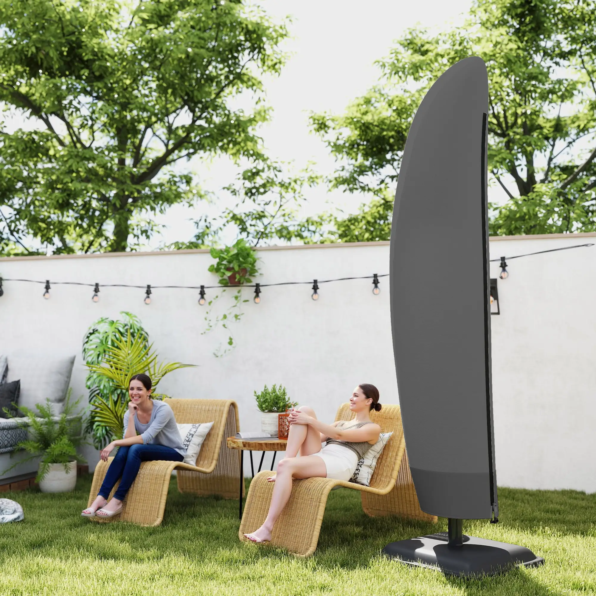 87-Inch Patio Umbrella Cover, 10ft to 13ft, Black - Image 9