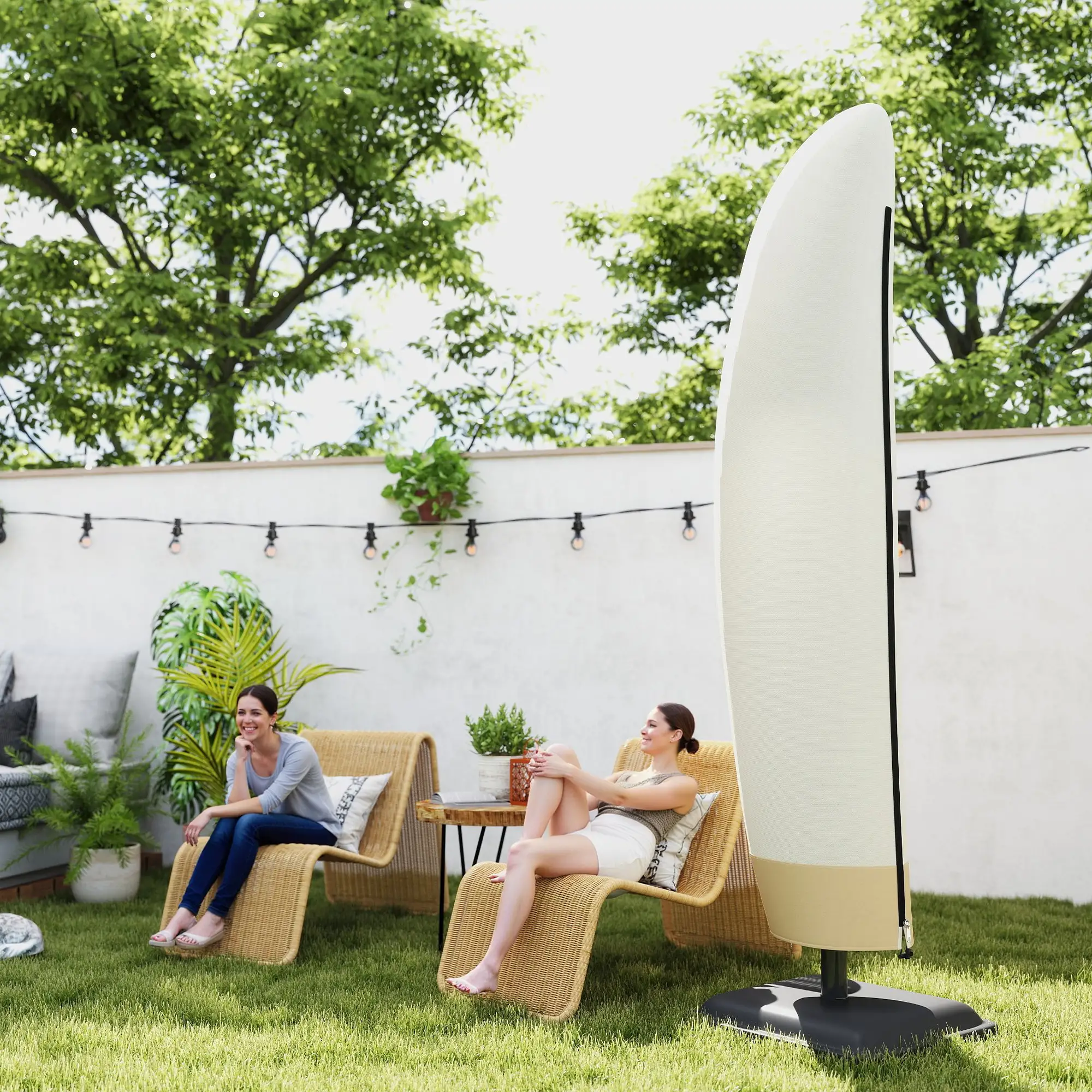 87-Inch Patio Umbrella Cover, 10ft to 13ft, Coffee and Beige - Image 10