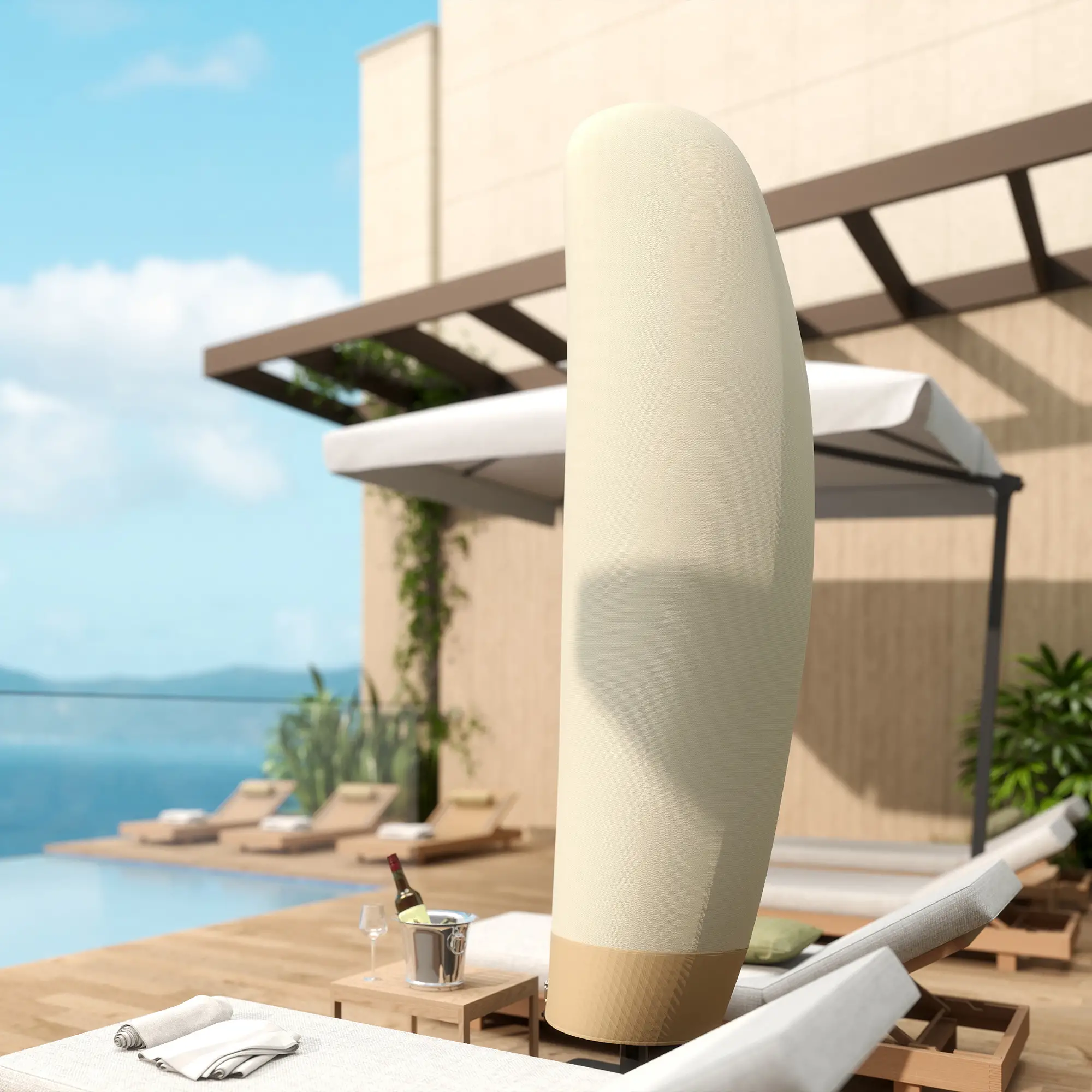 87-Inch Patio Umbrella Cover, 10ft to 13ft, Coffee and Beige - Image 7