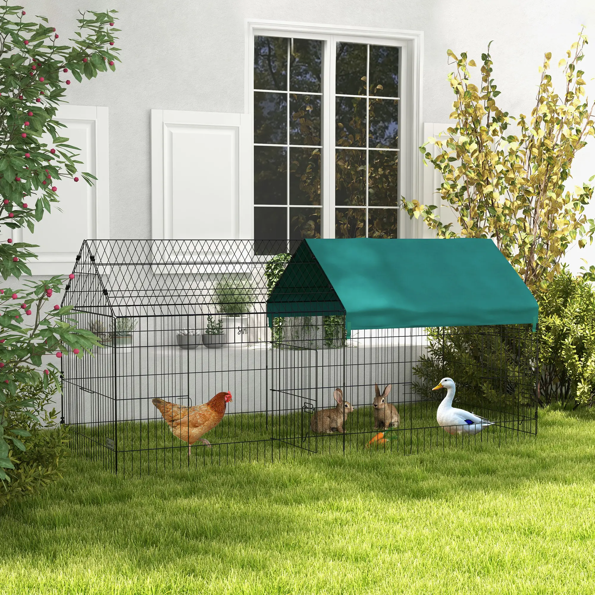 87 Small Animal Cage With Roof, Indoor Outdoor Use, Green - Image 2