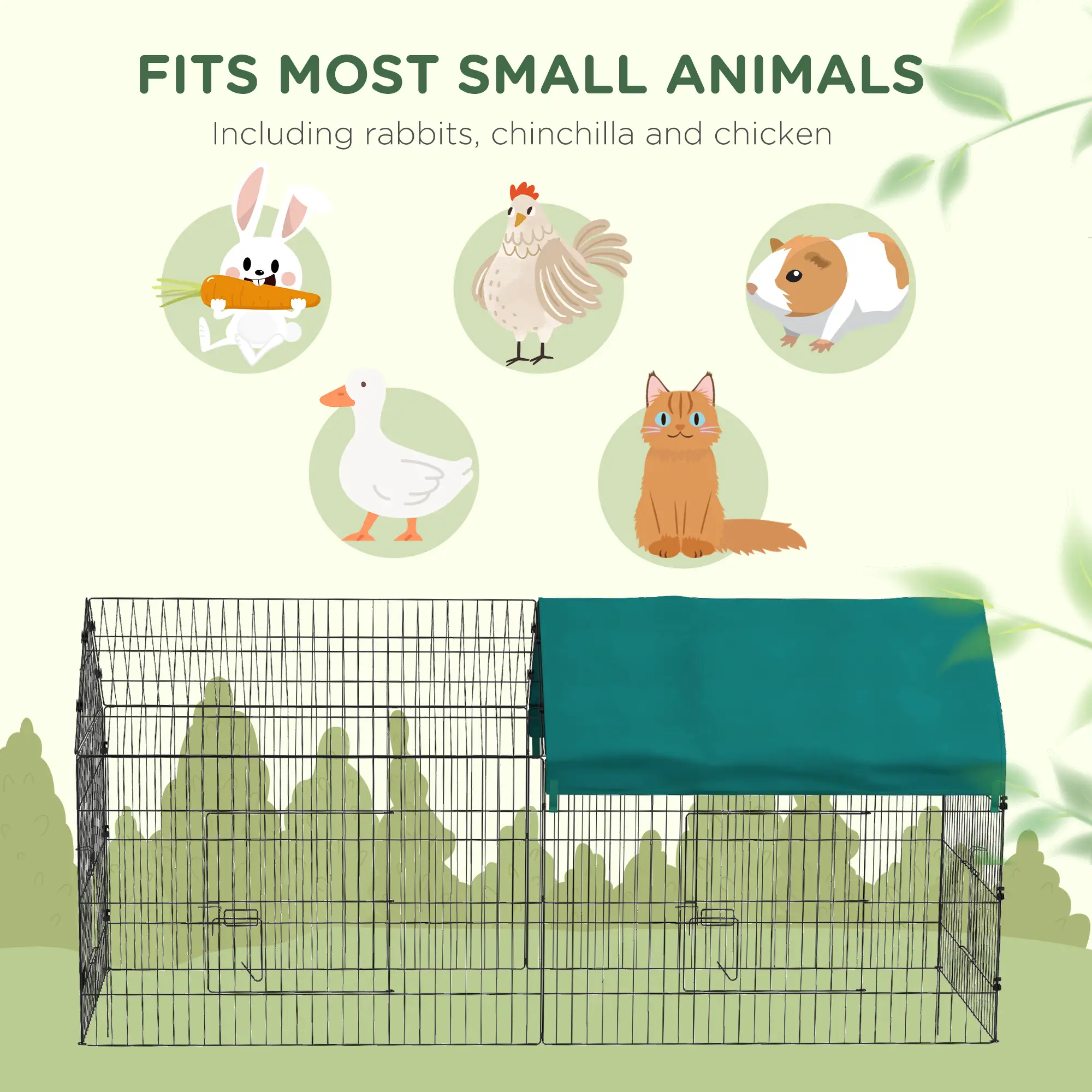 87 Small Animal Cage With Roof, Indoor Outdoor Use, Green - Image 4