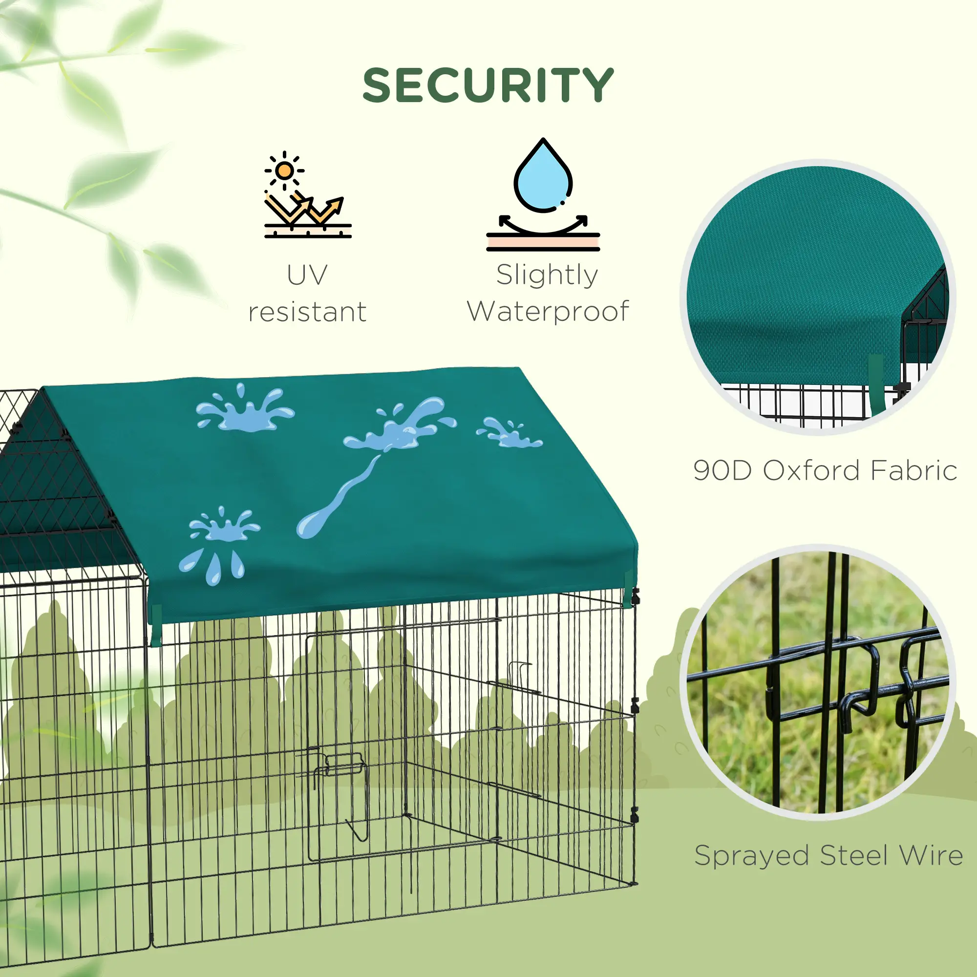 87 Small Animal Cage With Roof, Indoor Outdoor Use, Green - Image 5