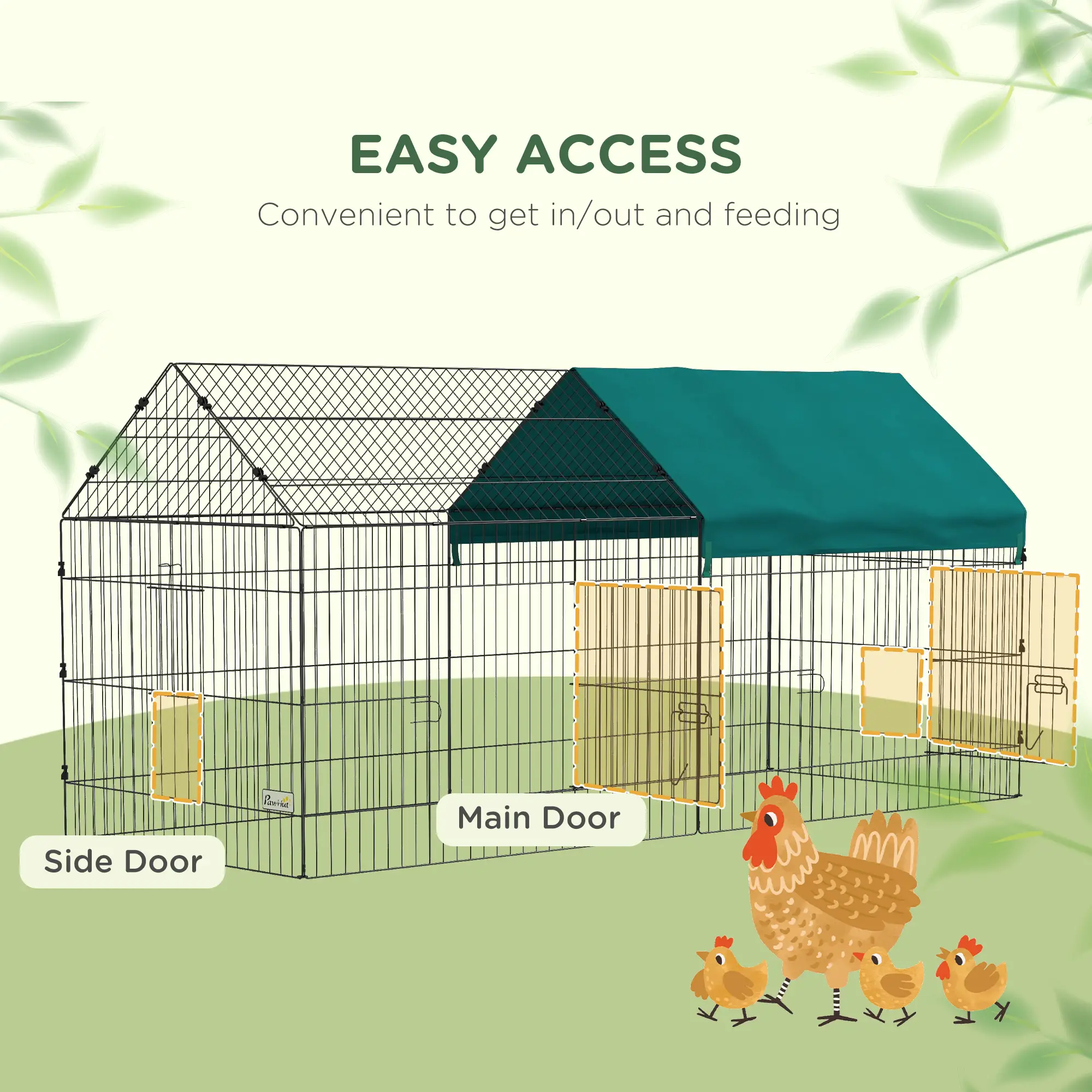 87 Small Animal Cage With Roof, Indoor Outdoor Use, Green - Image 6