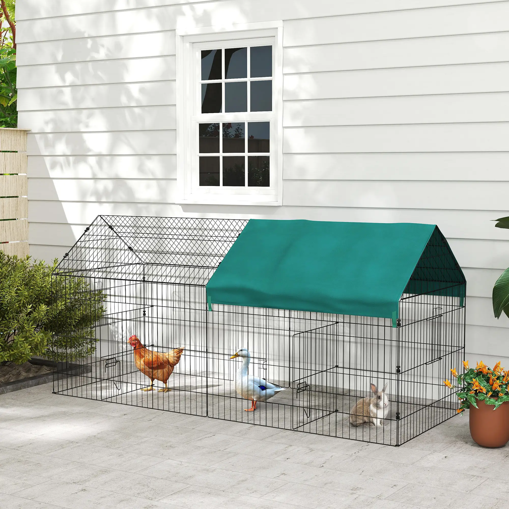 87 Small Animal Cage With Roof, Indoor Outdoor Use, Green - Image 8