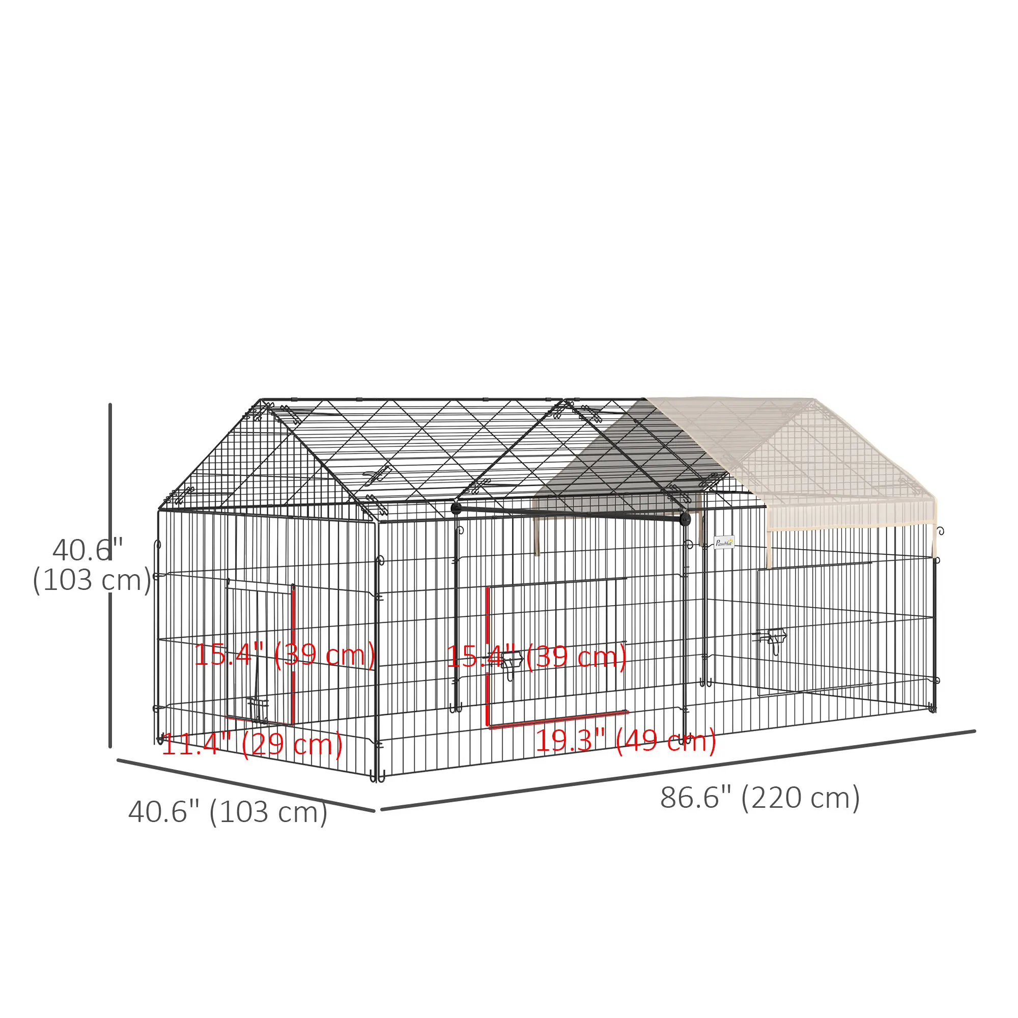 87x41x41-In Catio Rabbit Guinea Pig Cage, Small Animal Enclosure, Beige - Image 3
