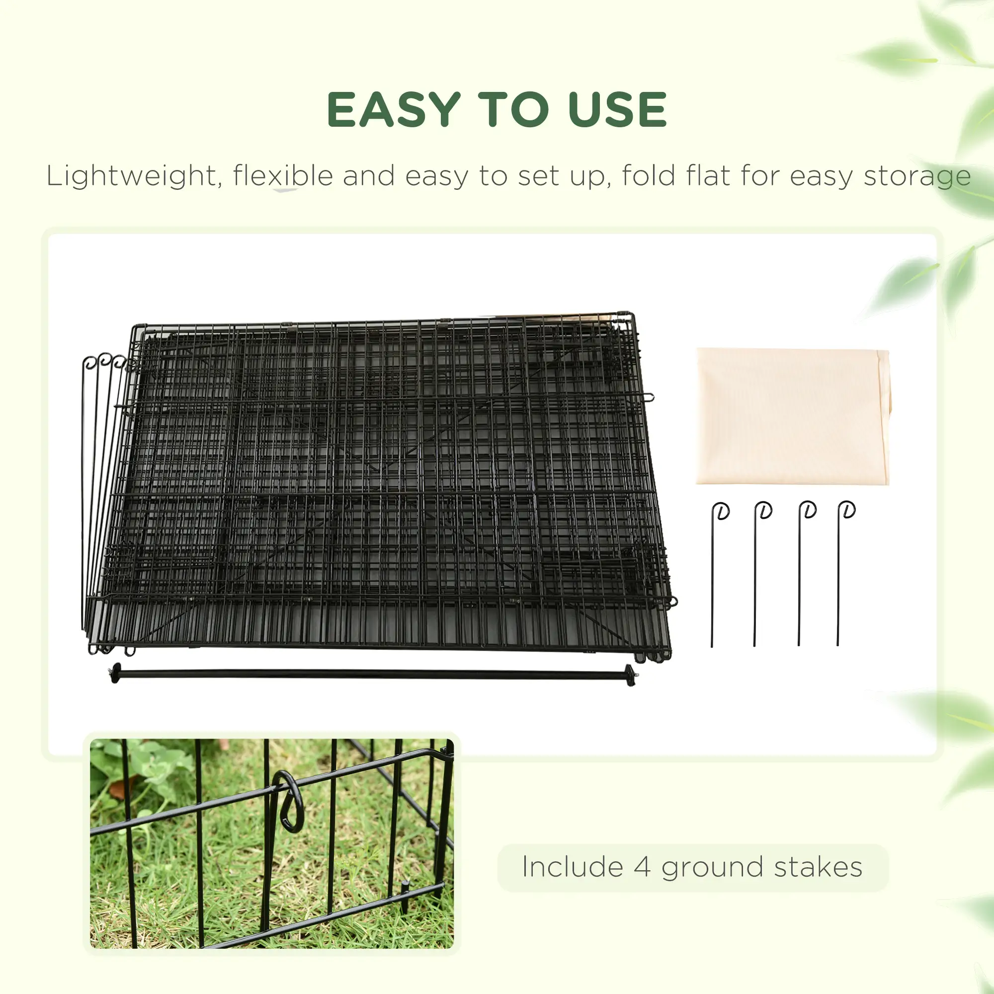 87x41x41-In Catio Rabbit Guinea Pig Cage, Small Animal Enclosure, Beige - Image 7