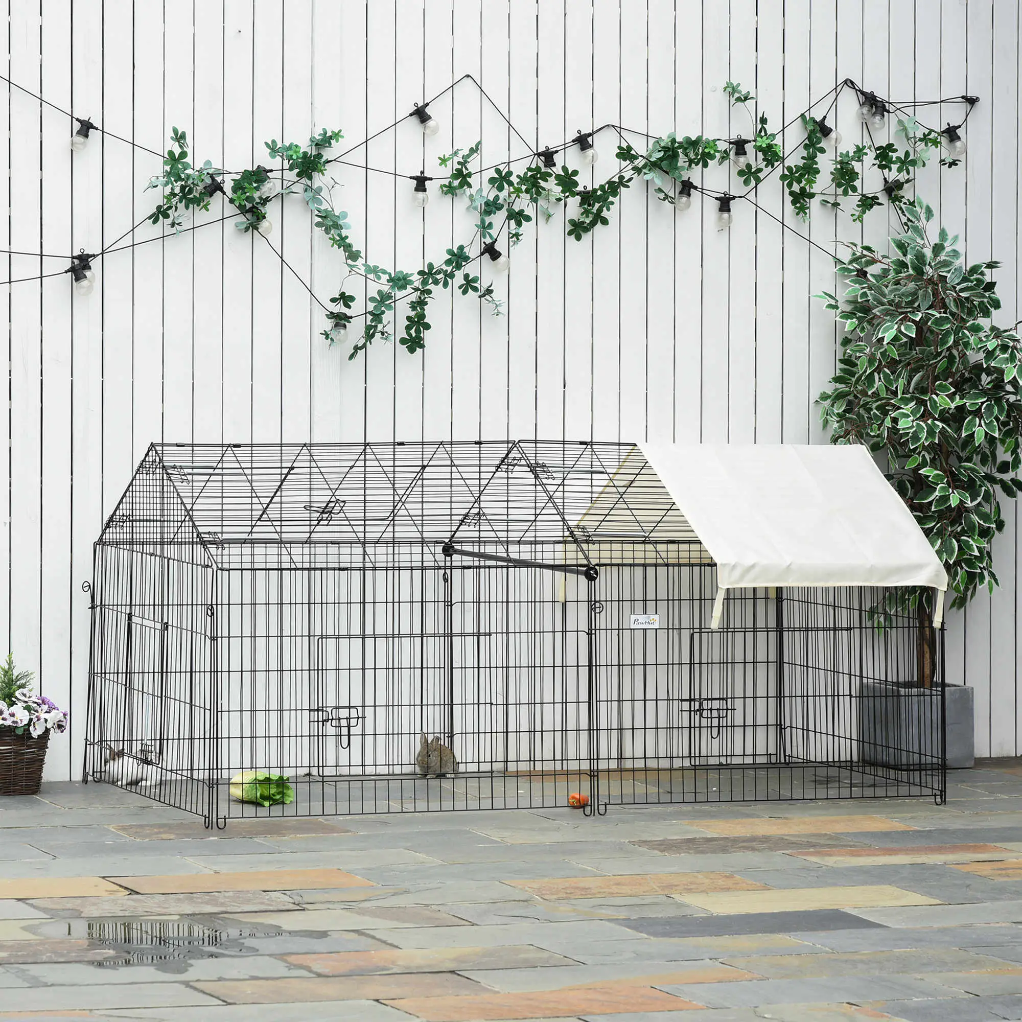 87x41x41-In Catio Rabbit Guinea Pig Cage, Small Animal Enclosure, Beige - Image 8