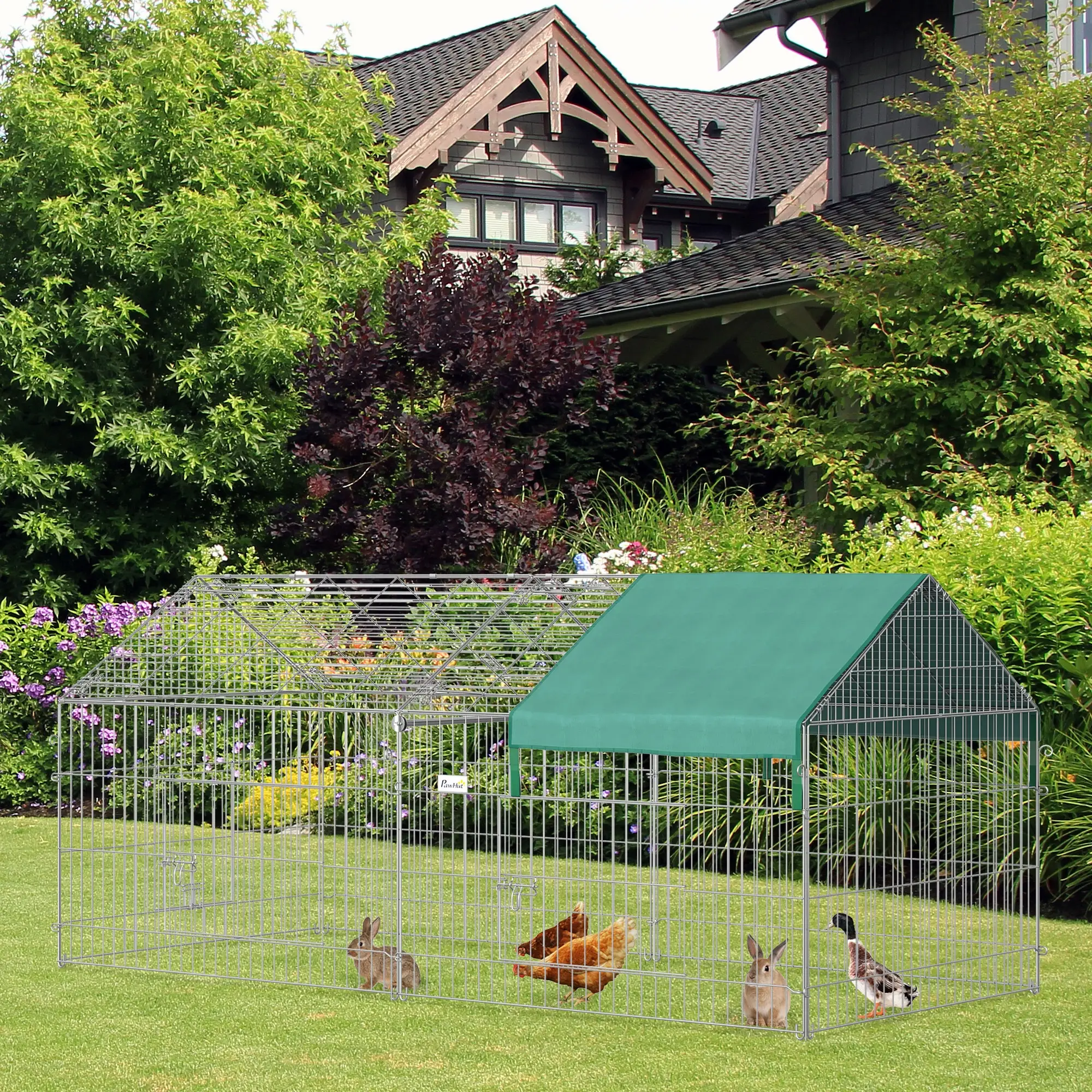 87x41x41-In Catio Rabbit Guinea Pig Cage, Small Animal Enclosure, Green - Image 2