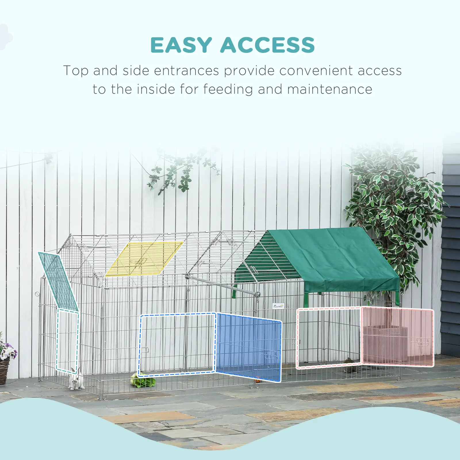87x41x41-In Catio Rabbit Guinea Pig Cage, Small Animal Enclosure, Green - Image 5