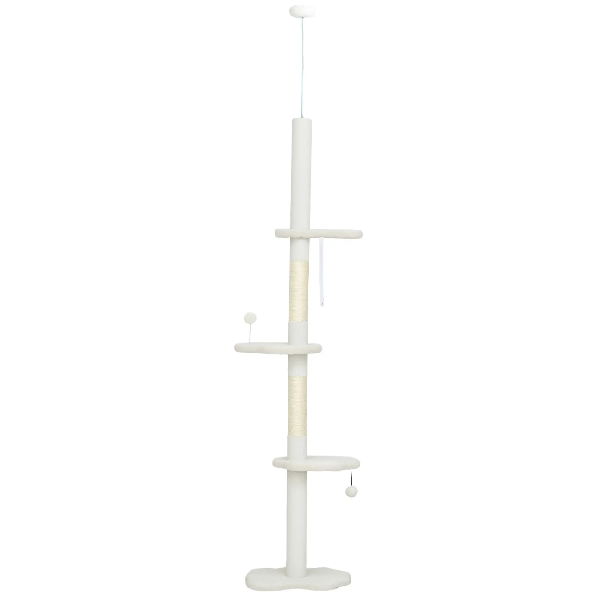 88.5"-100.5" Floor to Ceiling Cat Tree, Scratching Posts, Cloud Platforms, Cream