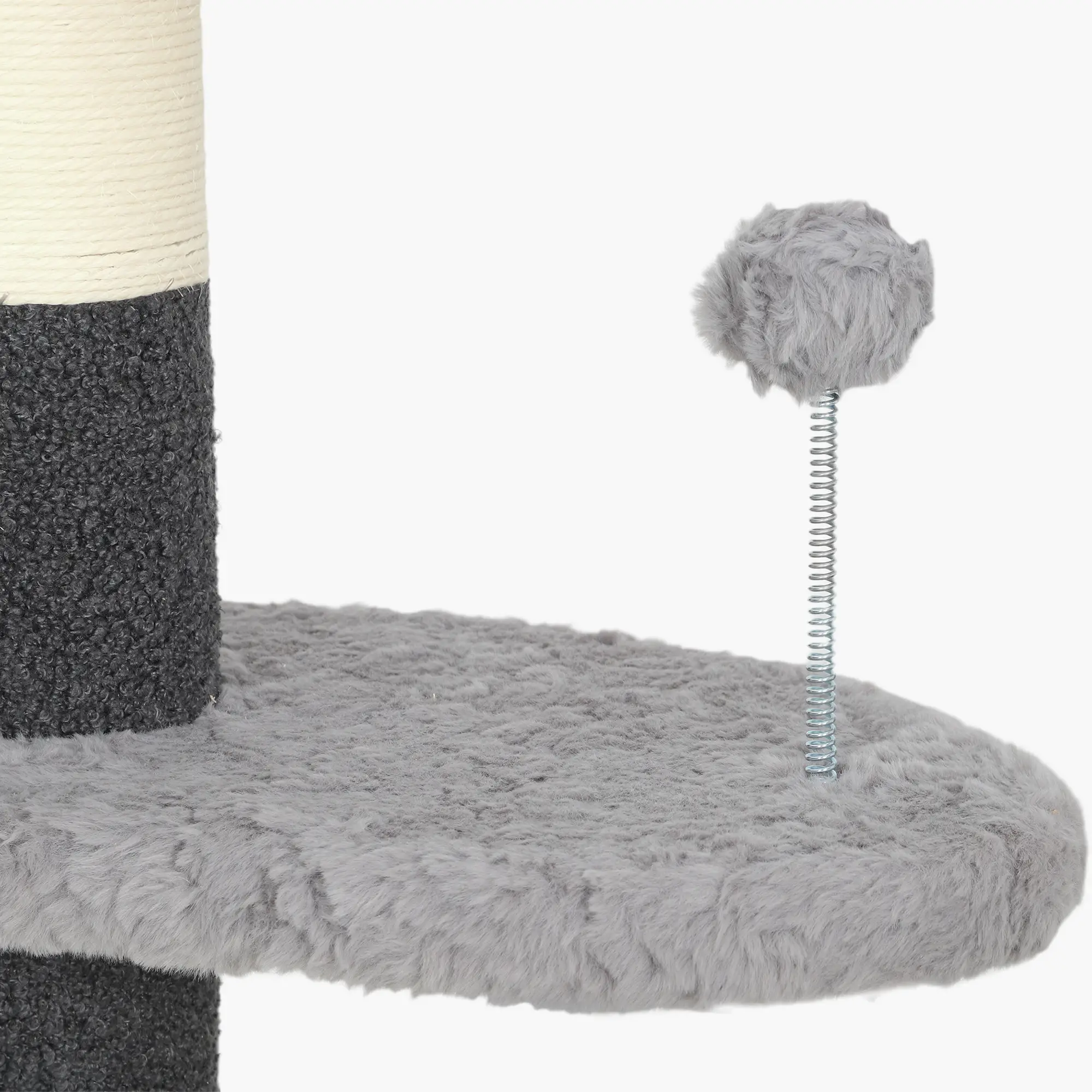 88.5"-100.5" Floor to Ceiling Cat Tree, Scratching Posts, Cloud Platforms, Dangling Balls, Grey - Image 9