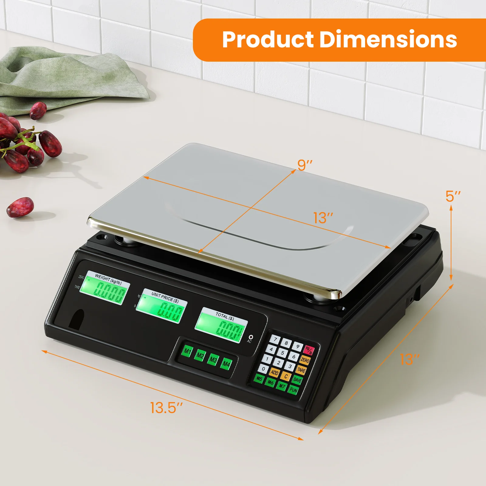 88lb Price Computing Scale Digital Commercial Food Scale with Counting Function - Image 4