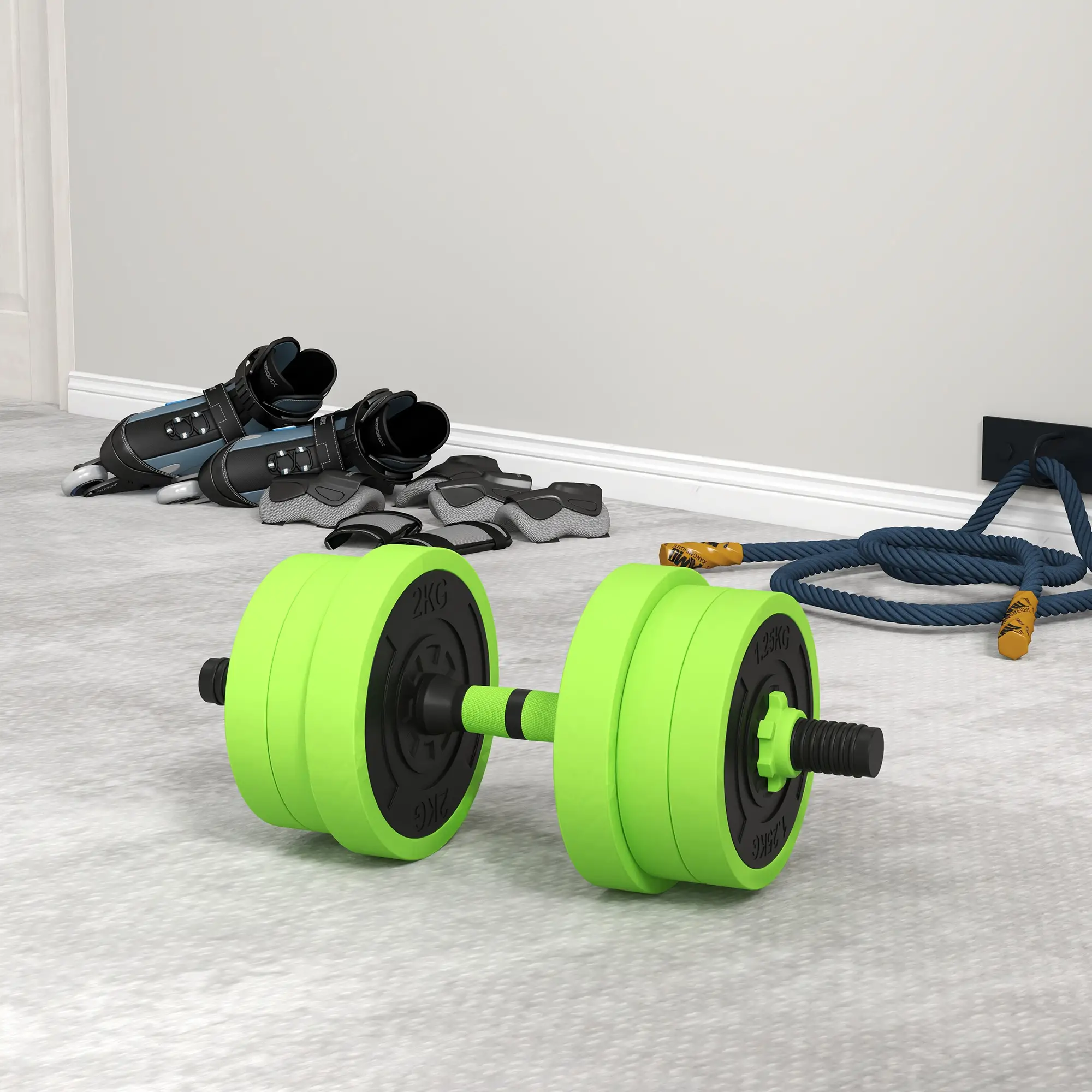 88lbs Adjustable Weight Dumbbell Set, Barbell, Kettlebell, Push Up Stand, Green - Image 10