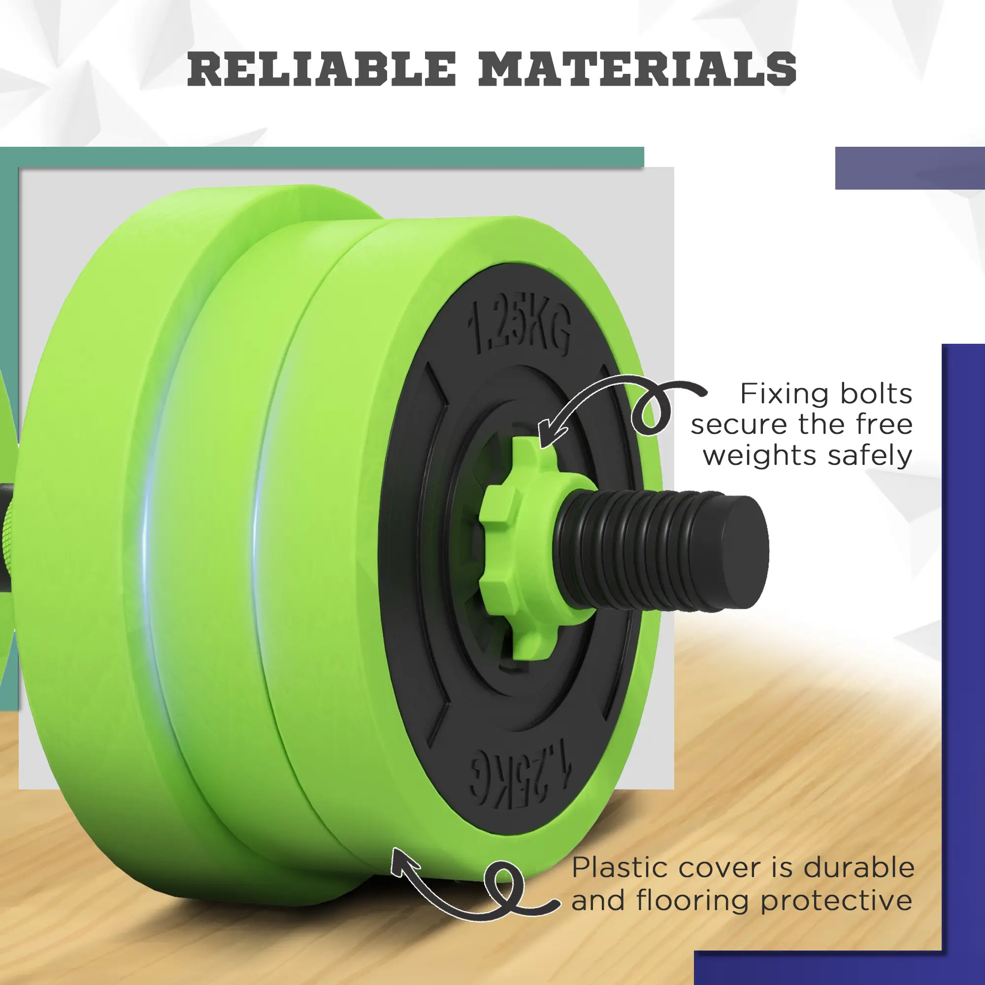 88lbs Adjustable Weight Dumbbell Set, Barbell, Kettlebell, Push Up Stand, Green - Image 7