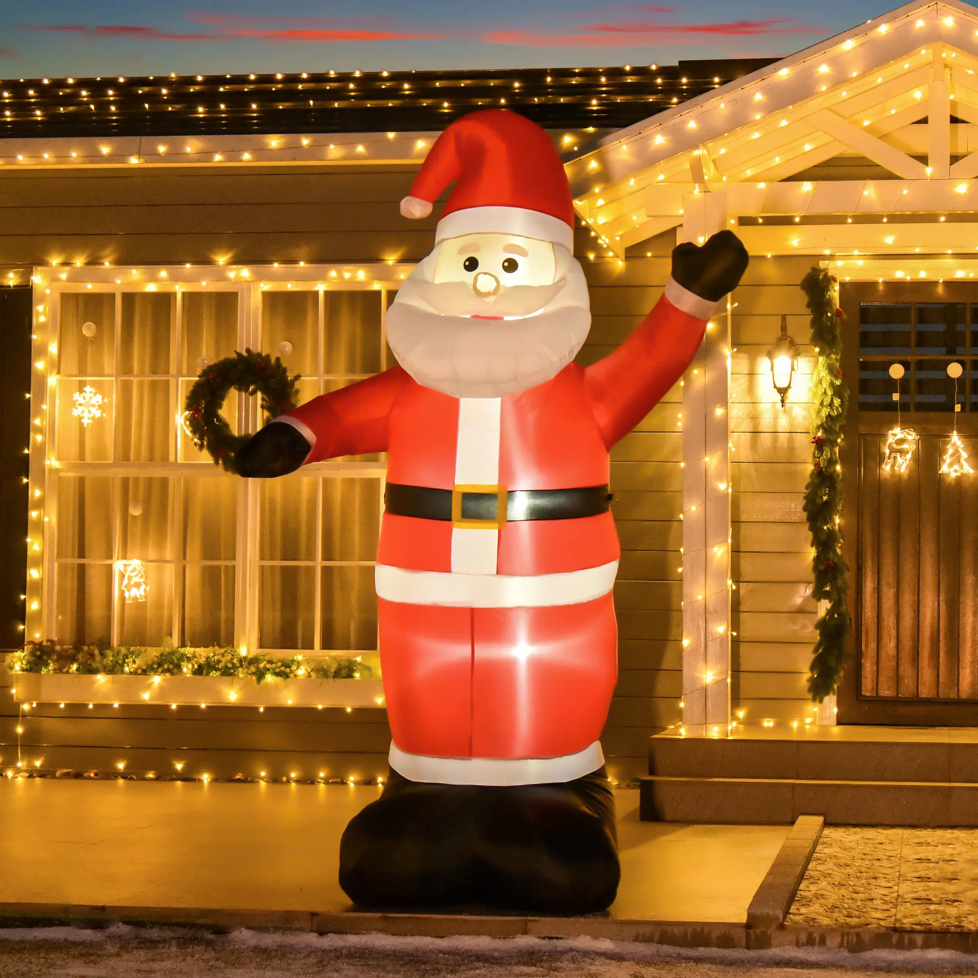 8ft Inflatable Santa Claus, LED Yard Display for Garden - Image 2