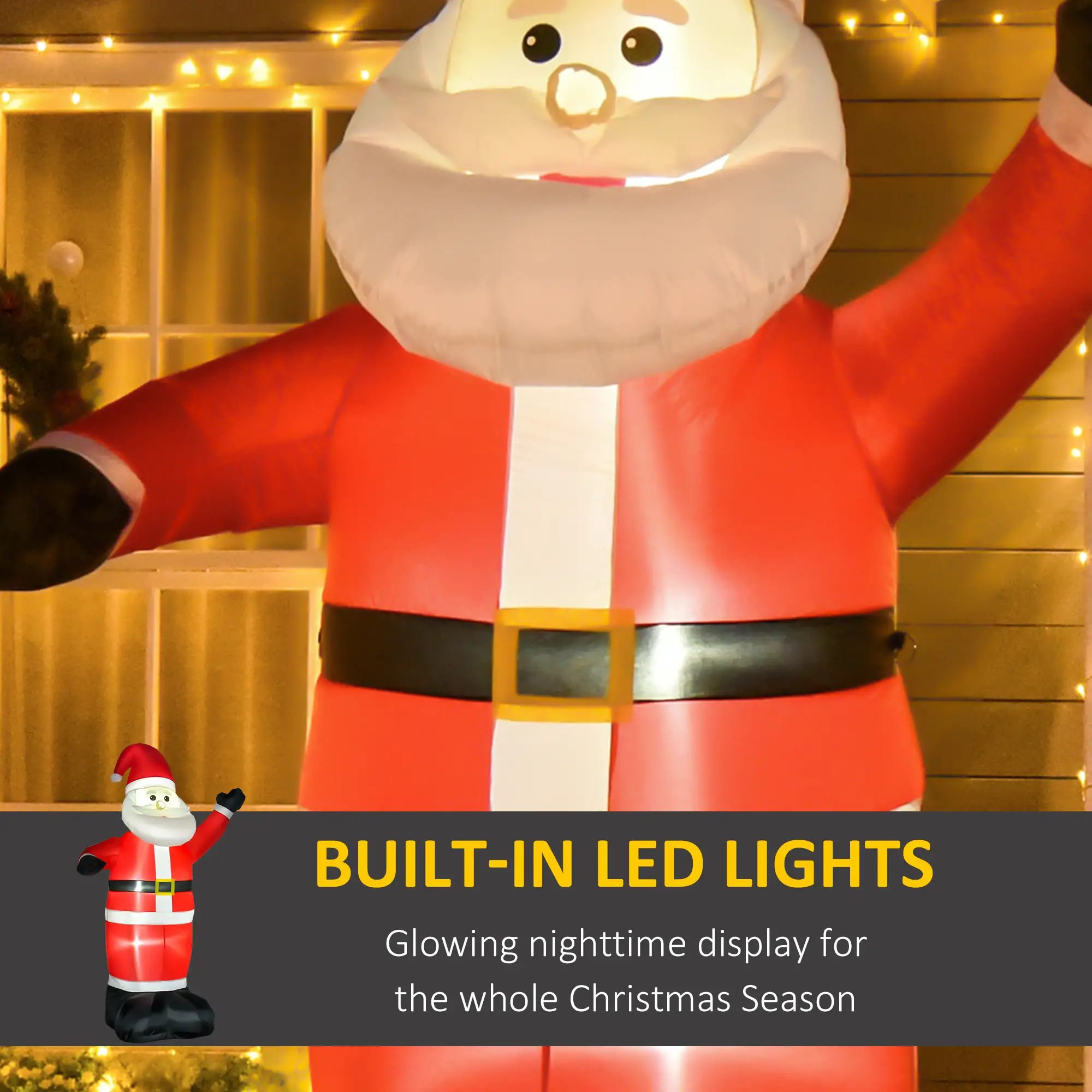 8ft Inflatable Santa Claus, LED Yard Display for Garden - Image 4