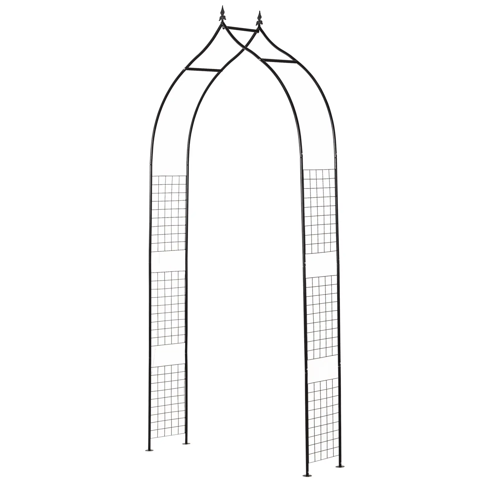 8FT Metal Garden Arch, Decorative Arbor Trellis for Plants, Black