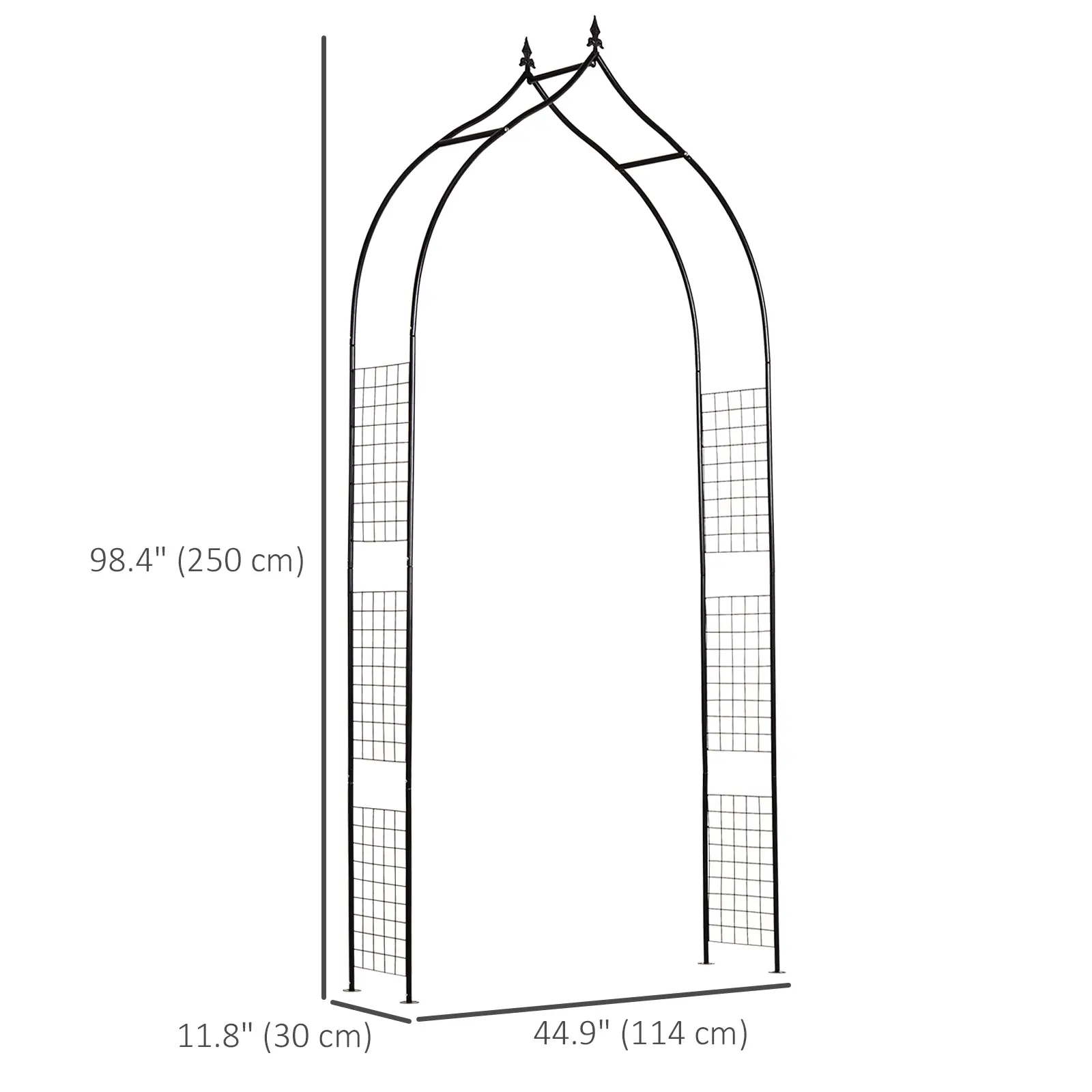 8FT Metal Garden Arch, Decorative Arbor Trellis for Plants, Black - Image 3