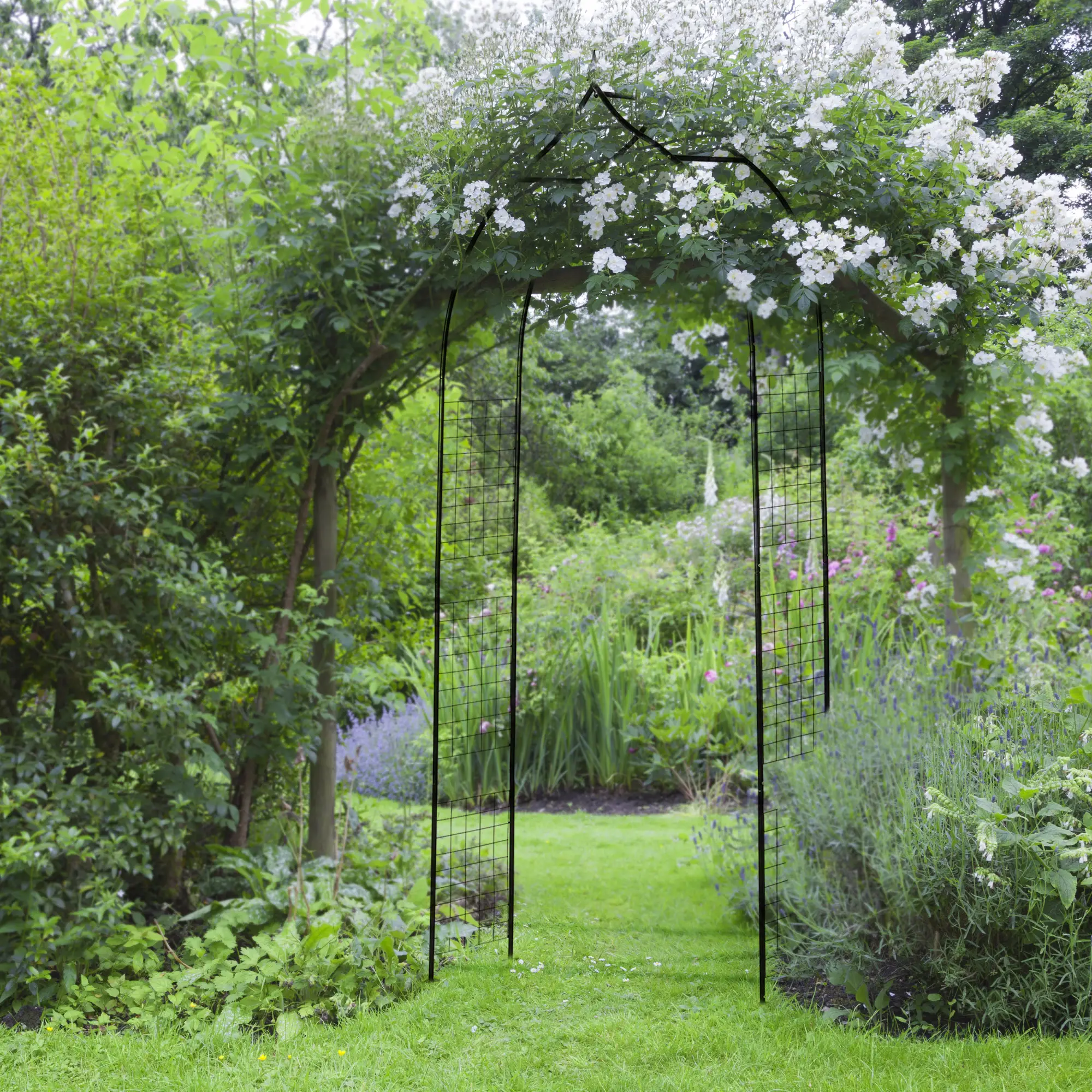 8FT Metal Garden Arch, Decorative Arbor Trellis for Plants, Black - Image 7