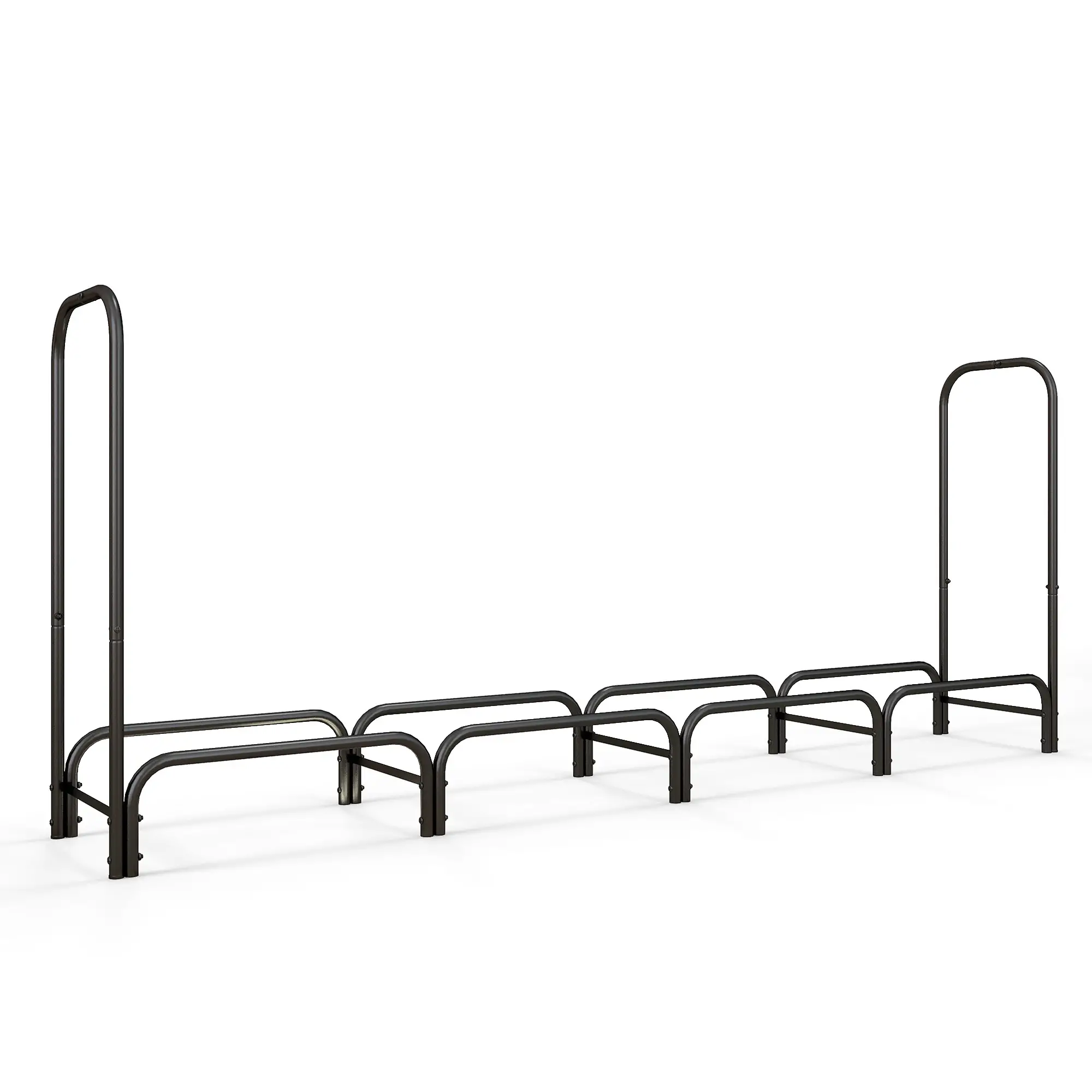 8ft Outdoor Firewood Rack With Cover, Adjustable Wood Storage, Black - Image 10