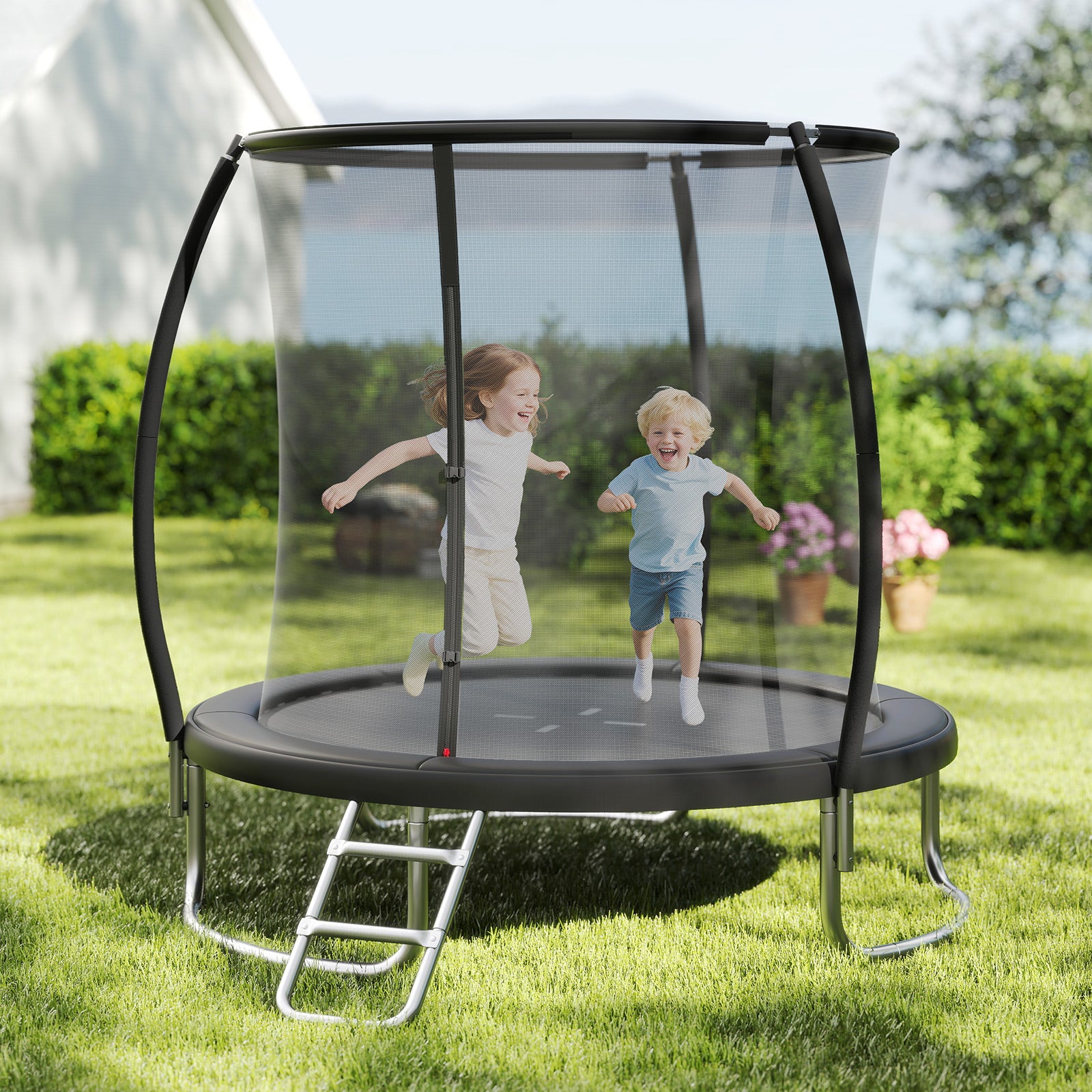 8FT Outdoor Heavy-Duty Trampoline, Black - Image 2