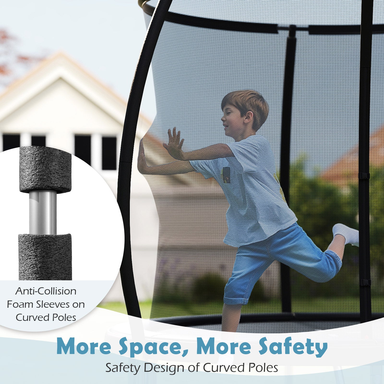 8FT Outdoor Heavy-Duty Trampoline, Black - Image 4