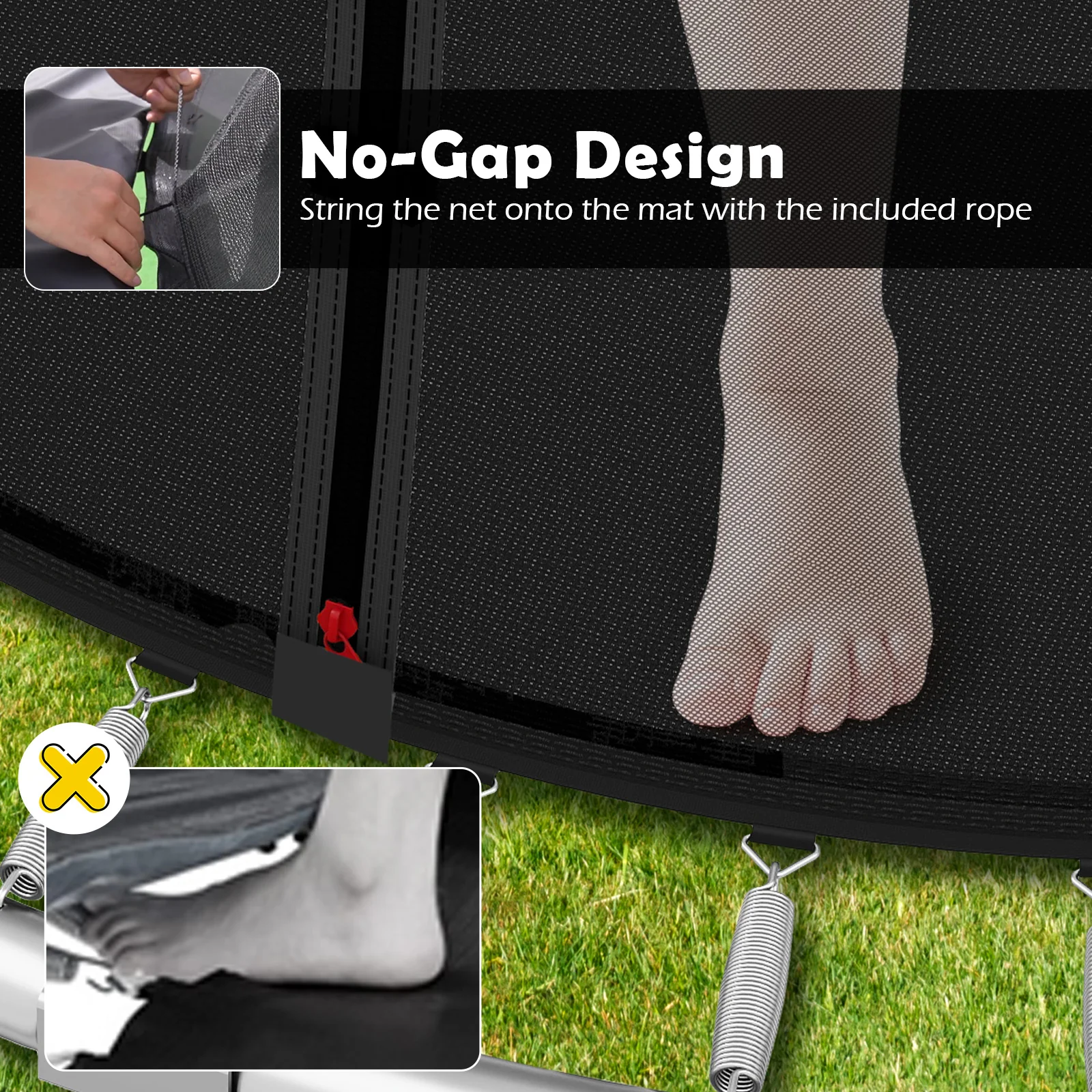 8FT Outdoor Heavy-Duty Trampoline, Black - Image 5
