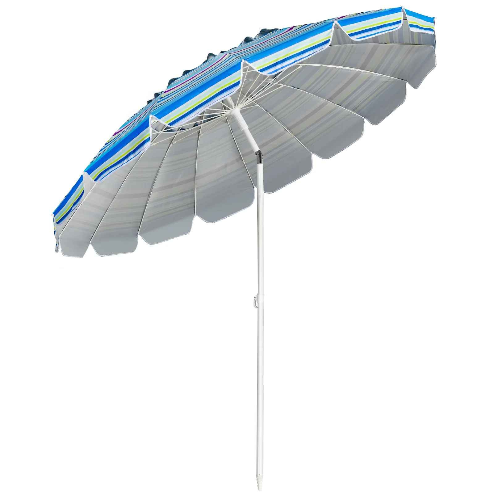 8FT Portable Beach Umbrella, With Sand Anchor and Tilt, Blue - Image 5