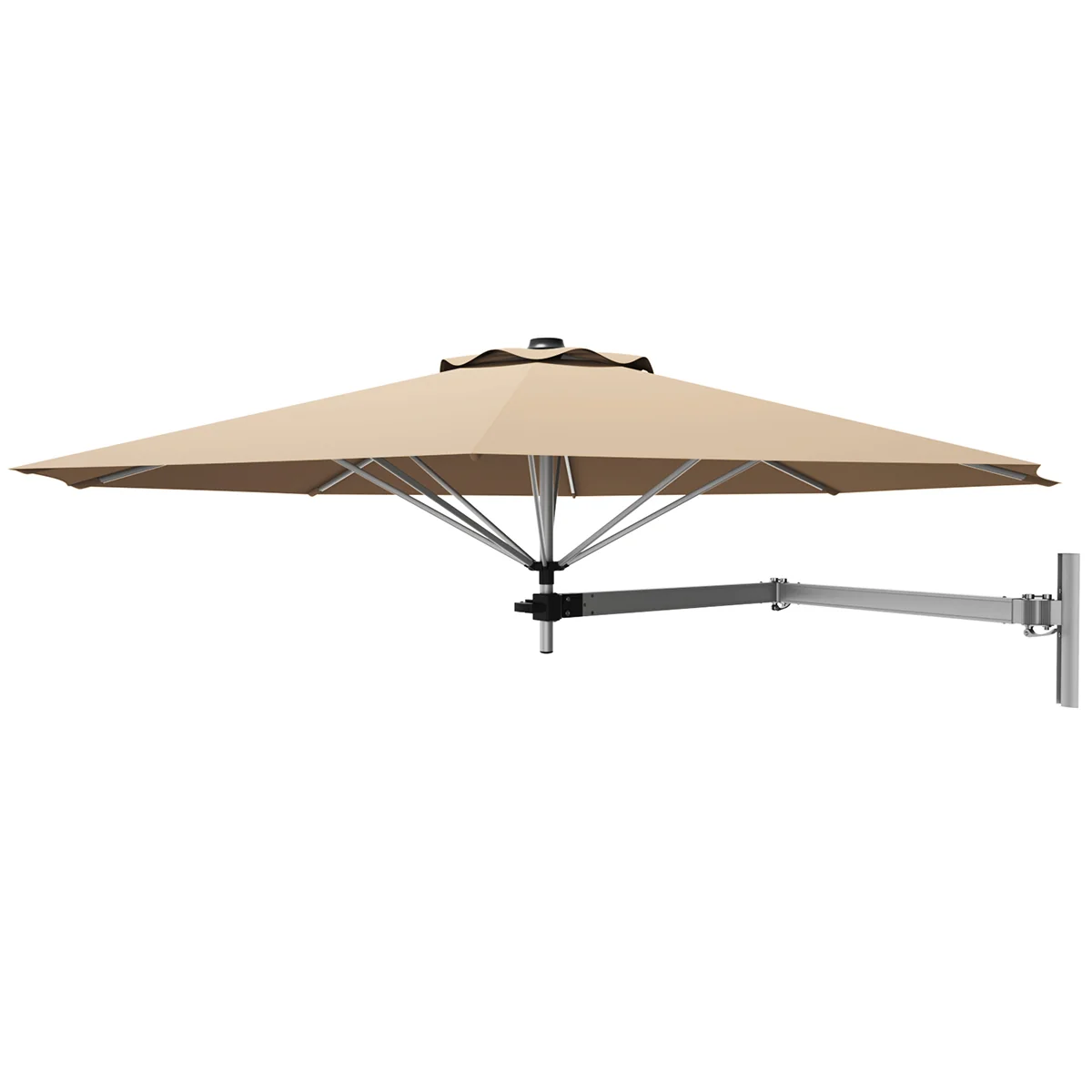 8ft Telescopic Folding Tilt Aluminum Sun Shade Umbrella, Beige - Image 4