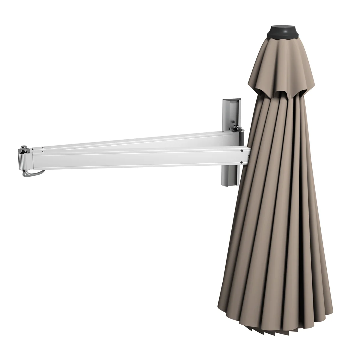 8ft Telescopic Folding Tilt Aluminum Sun Shade Umbrella, Tan - Image 5