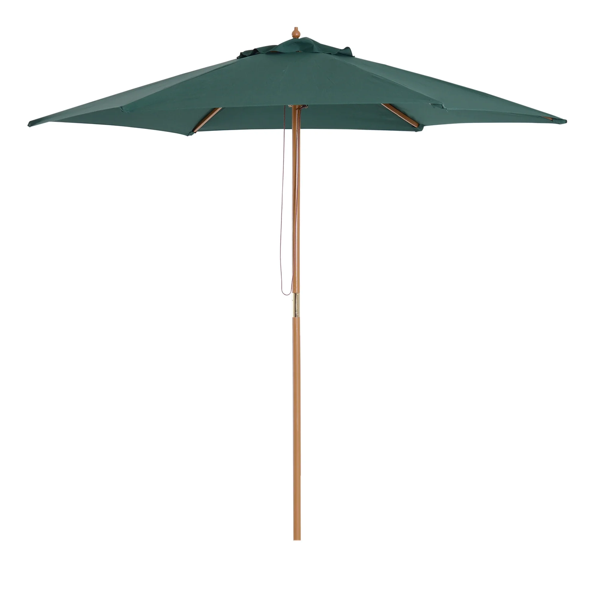 8FT Wood Patio Umbrella, Round Garden Parasol, Bamboo Ribs, Dark Green - Image 10