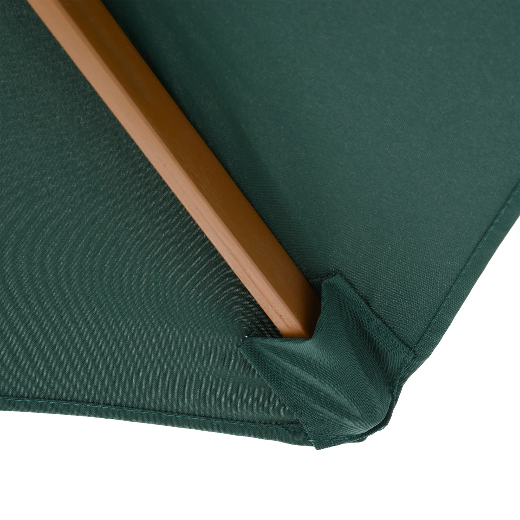 8FT Wood Patio Umbrella, Round Garden Parasol, Bamboo Ribs, Dark Green - Image 8