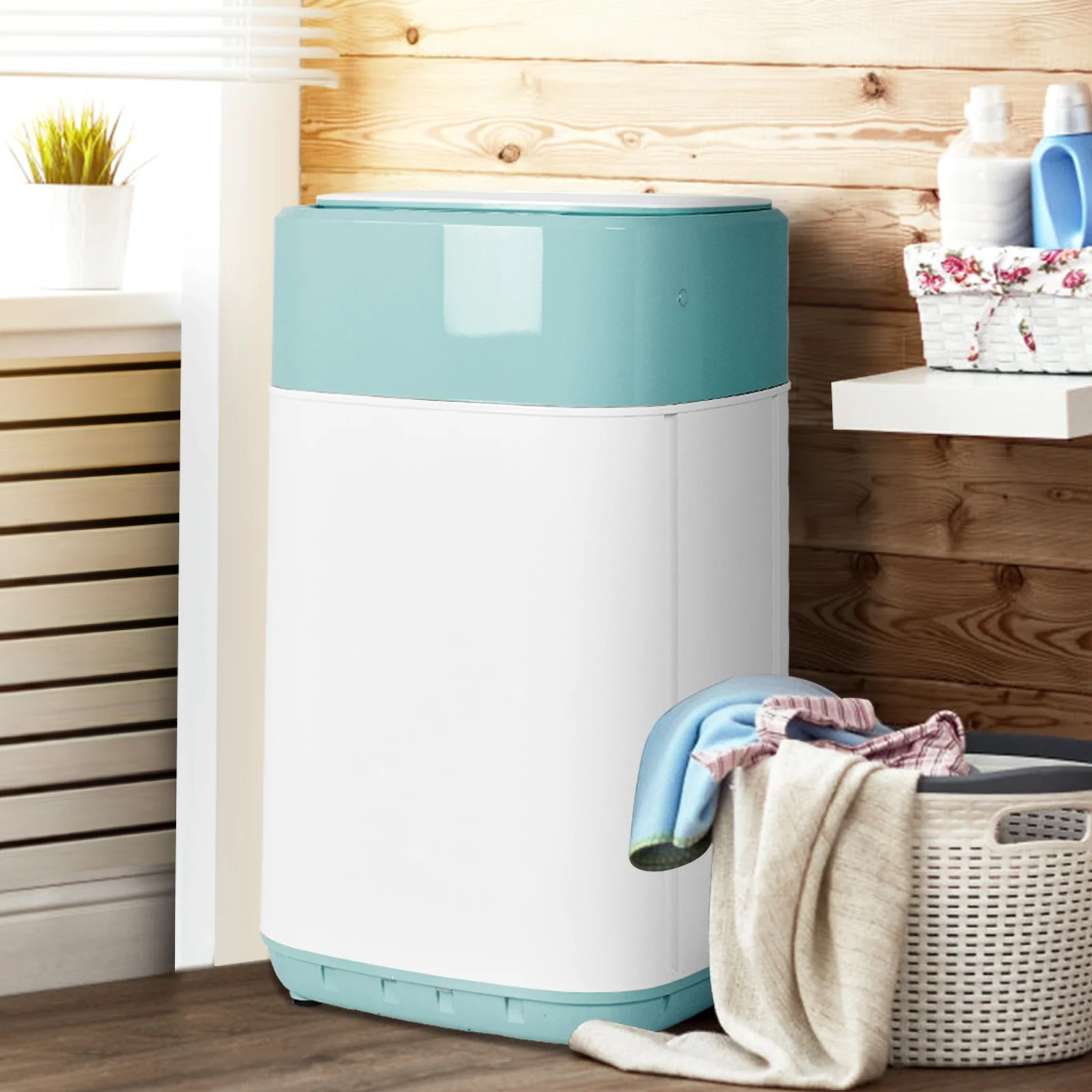 8lbs Portable Automatic Washing Machine, Green - Image 2