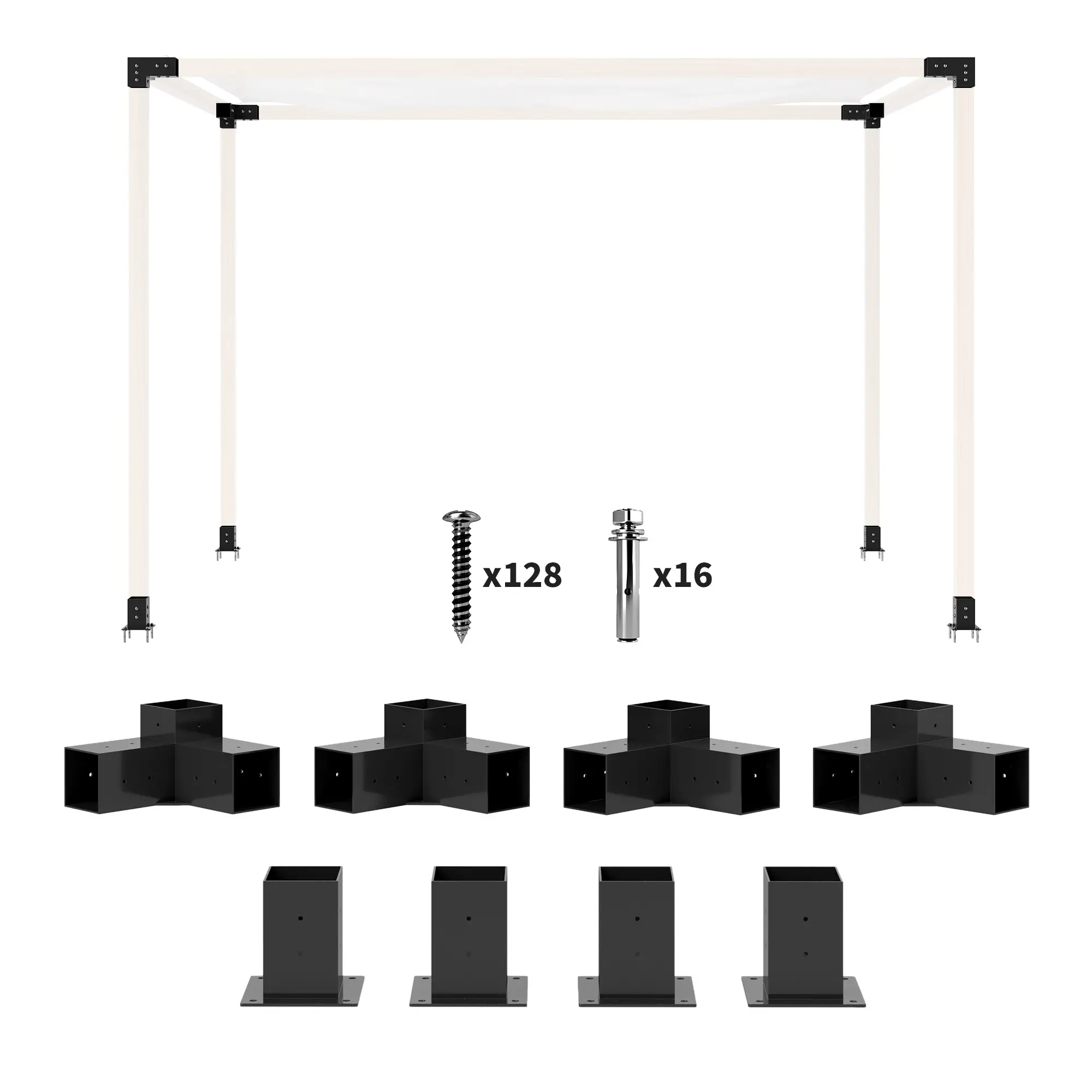 8PCS Pergola Kit, 3-Way & 4-Way Corner Brackets for 4"x4" Lumber