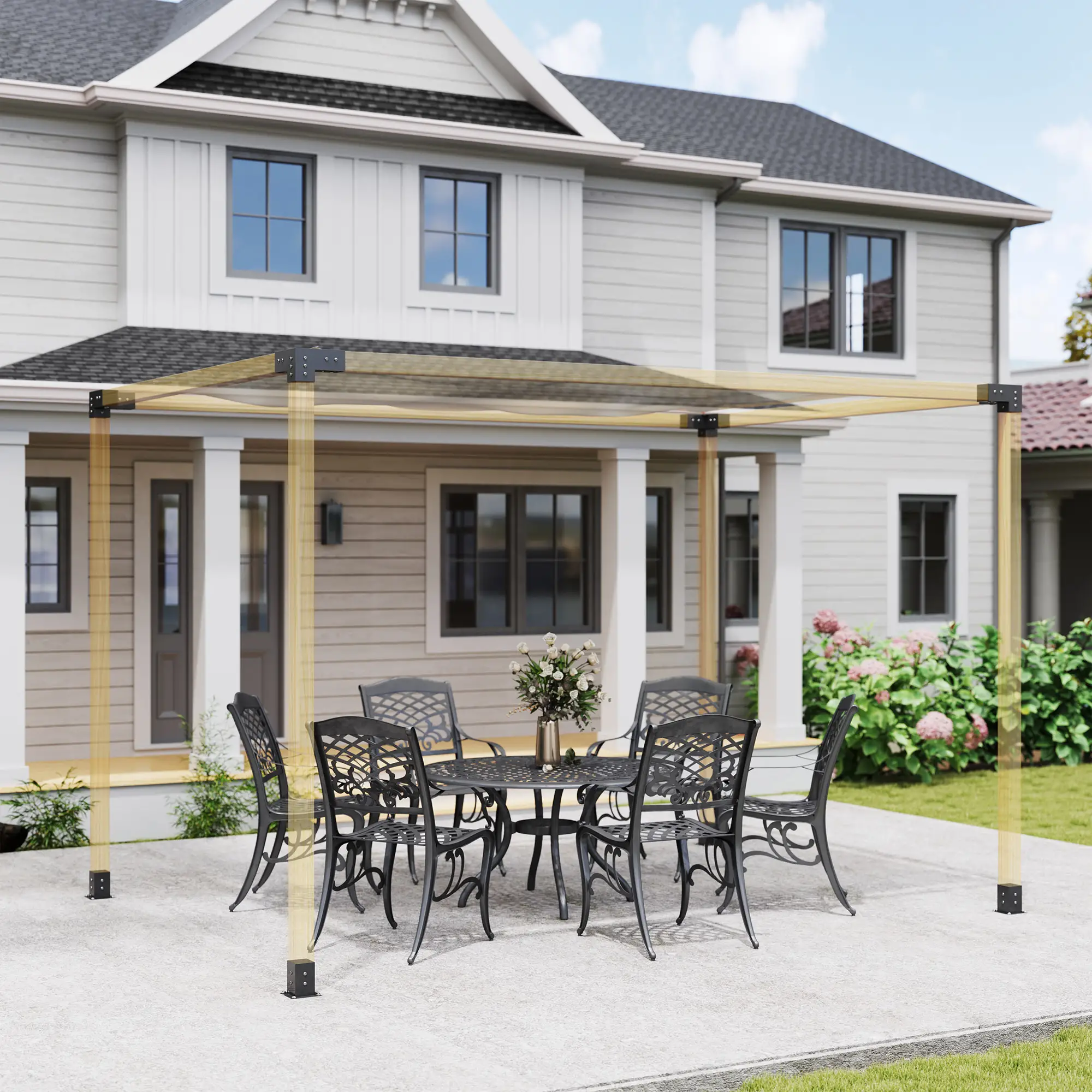 8PCS Pergola Kit, 3-Way & 4-Way Corner Brackets for 4"x4" Lumber - Image 2