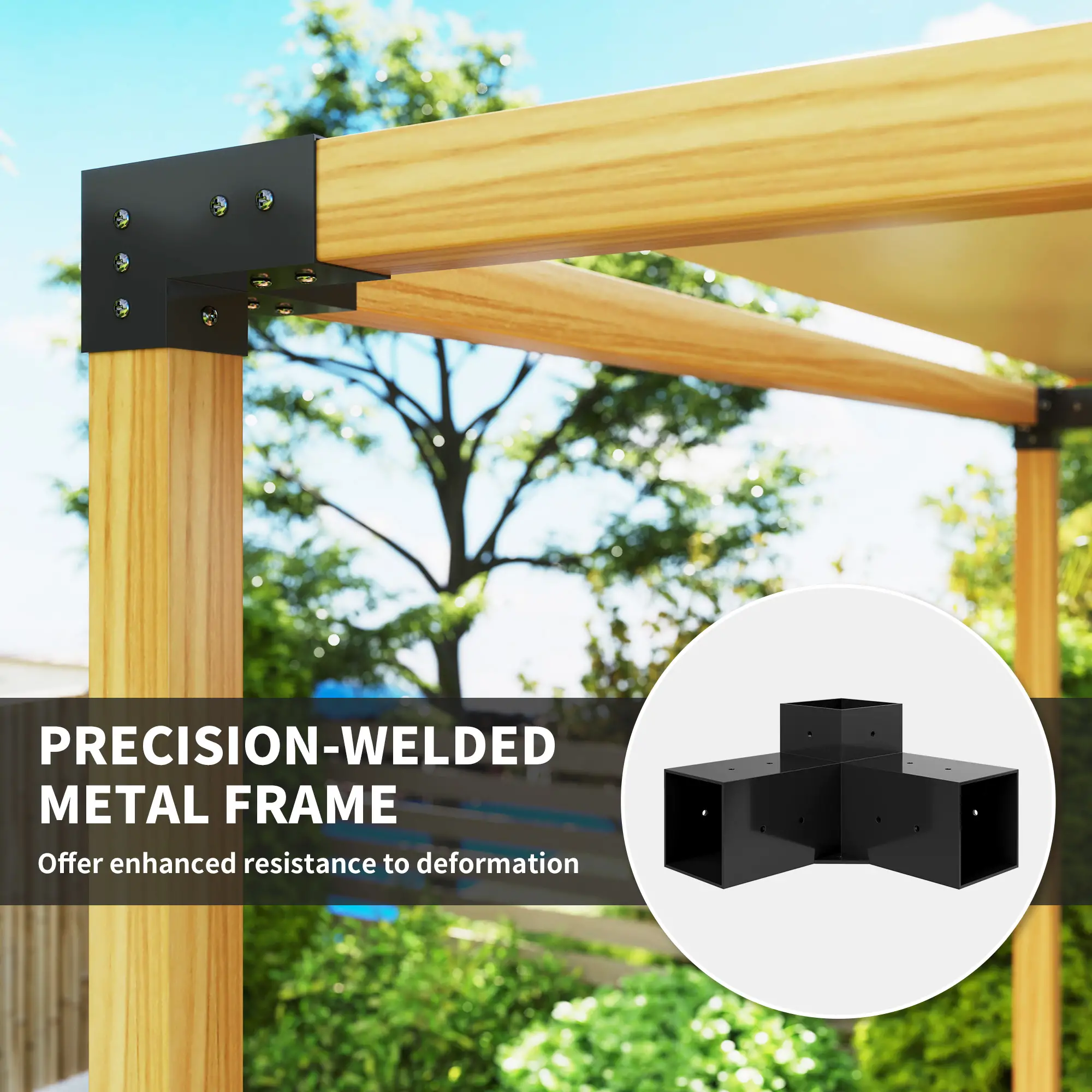 8PCS Pergola Kit, 3-Way & 4-Way Corner Brackets for 4"x4" Lumber - Image 6