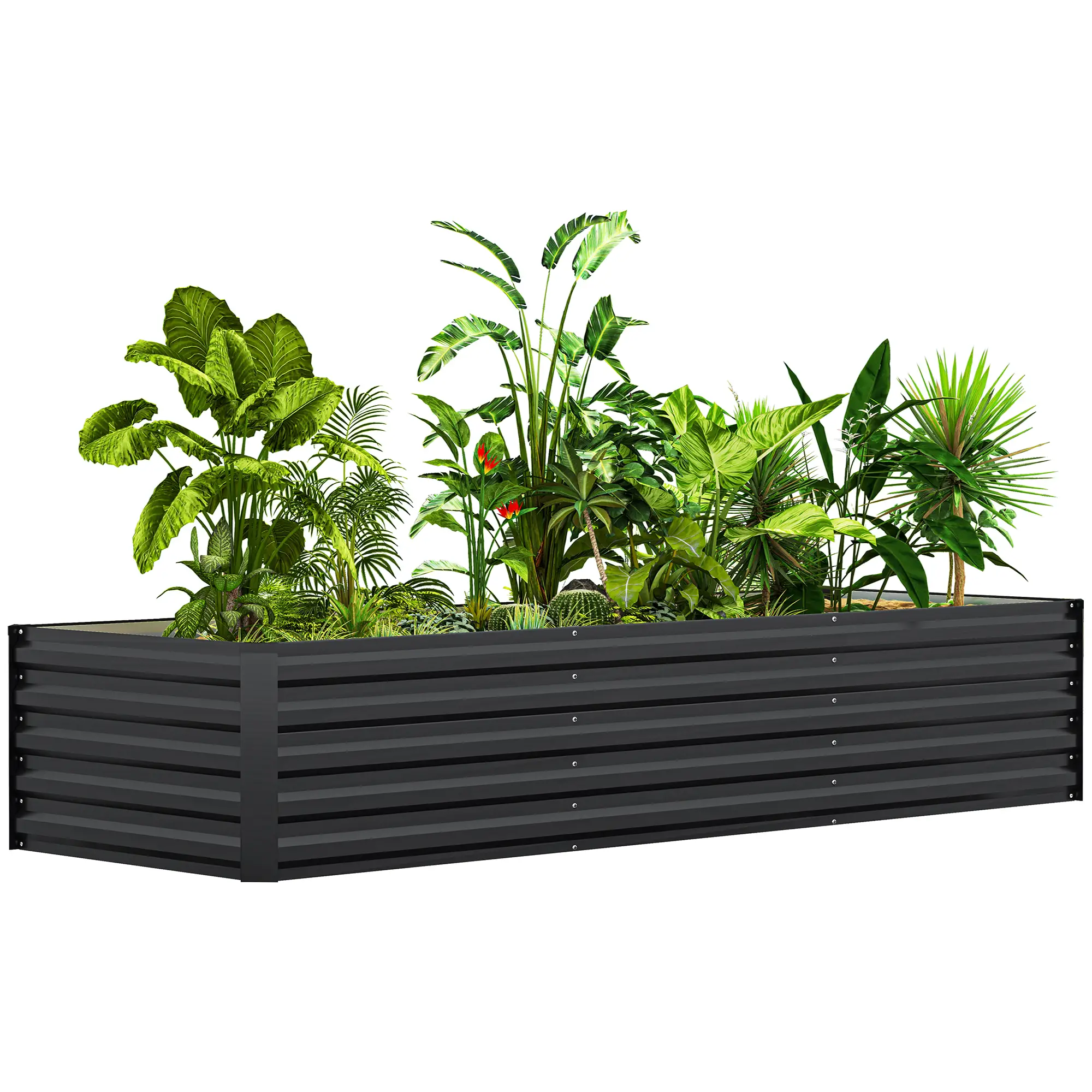 8x2.6x1.5ft Galvanized Raised Garden Bed, Outdoor Planter Box, Dark Grey - Image 11