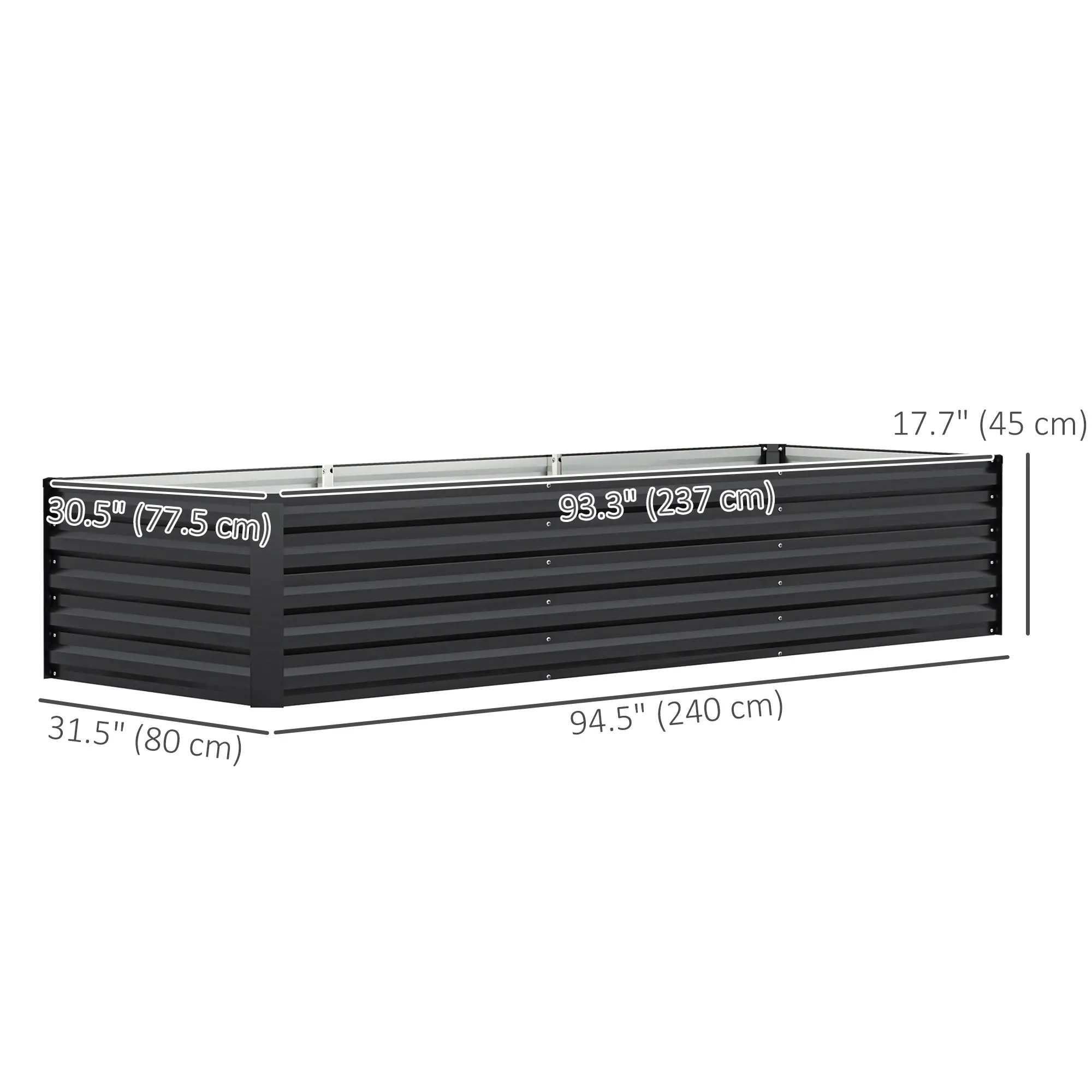 8x2.6x1.5ft Galvanized Raised Garden Bed, Outdoor Planter Box, Dark Grey - Image 3
