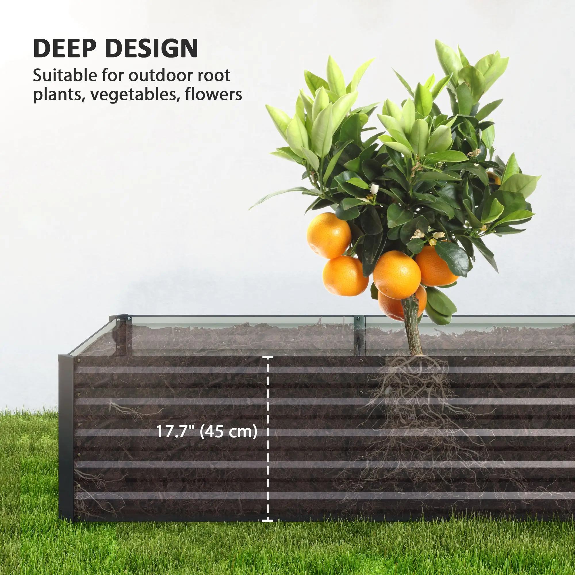 8x2.6x1.5ft Galvanized Raised Garden Bed, Outdoor Planter Box, Dark Grey - Image 4