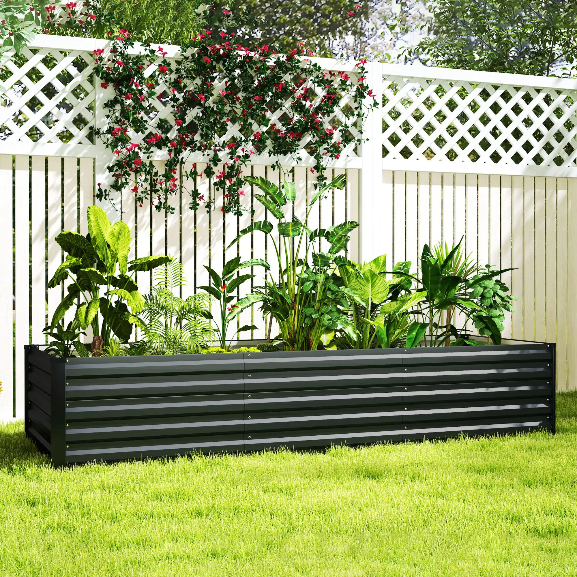 8x2.6x1.5ft Galvanized Raised Garden Bed, Outdoor Planter Box, Dark Grey - Image 8