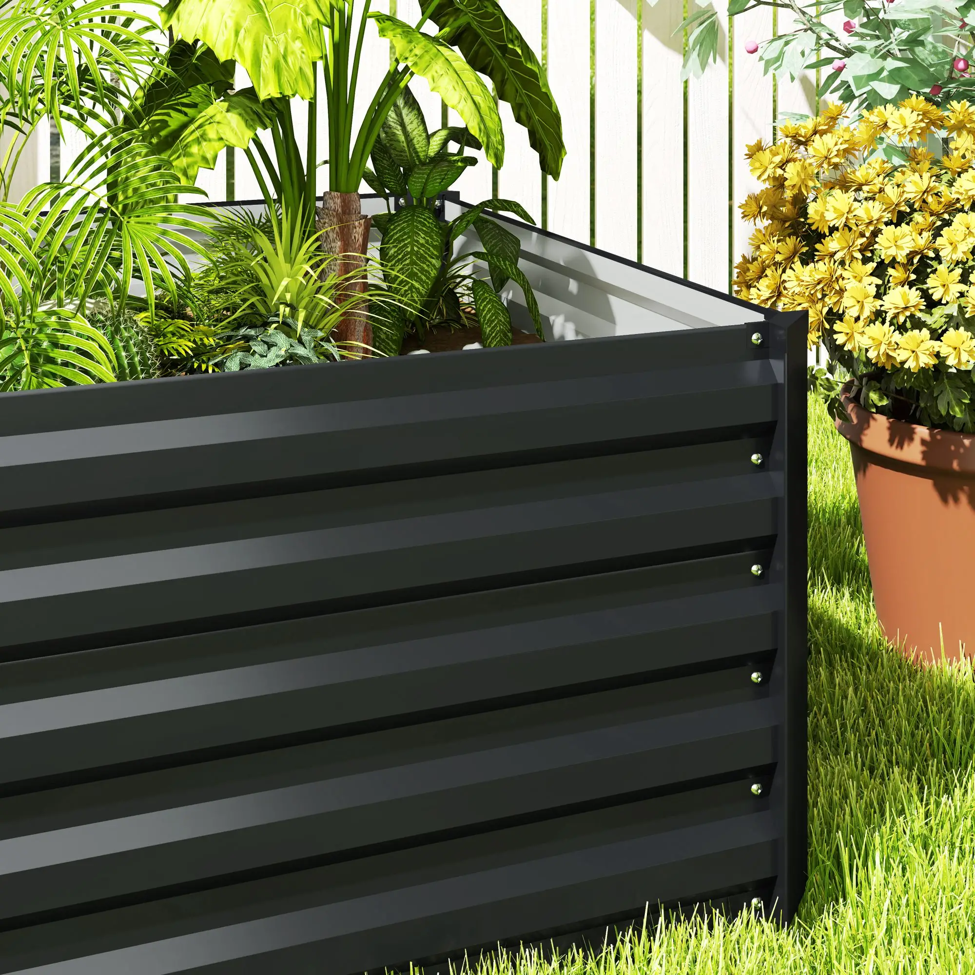 8x2.6x1.5ft Galvanized Raised Garden Bed, Outdoor Planter Box, Dark Grey - Image 9